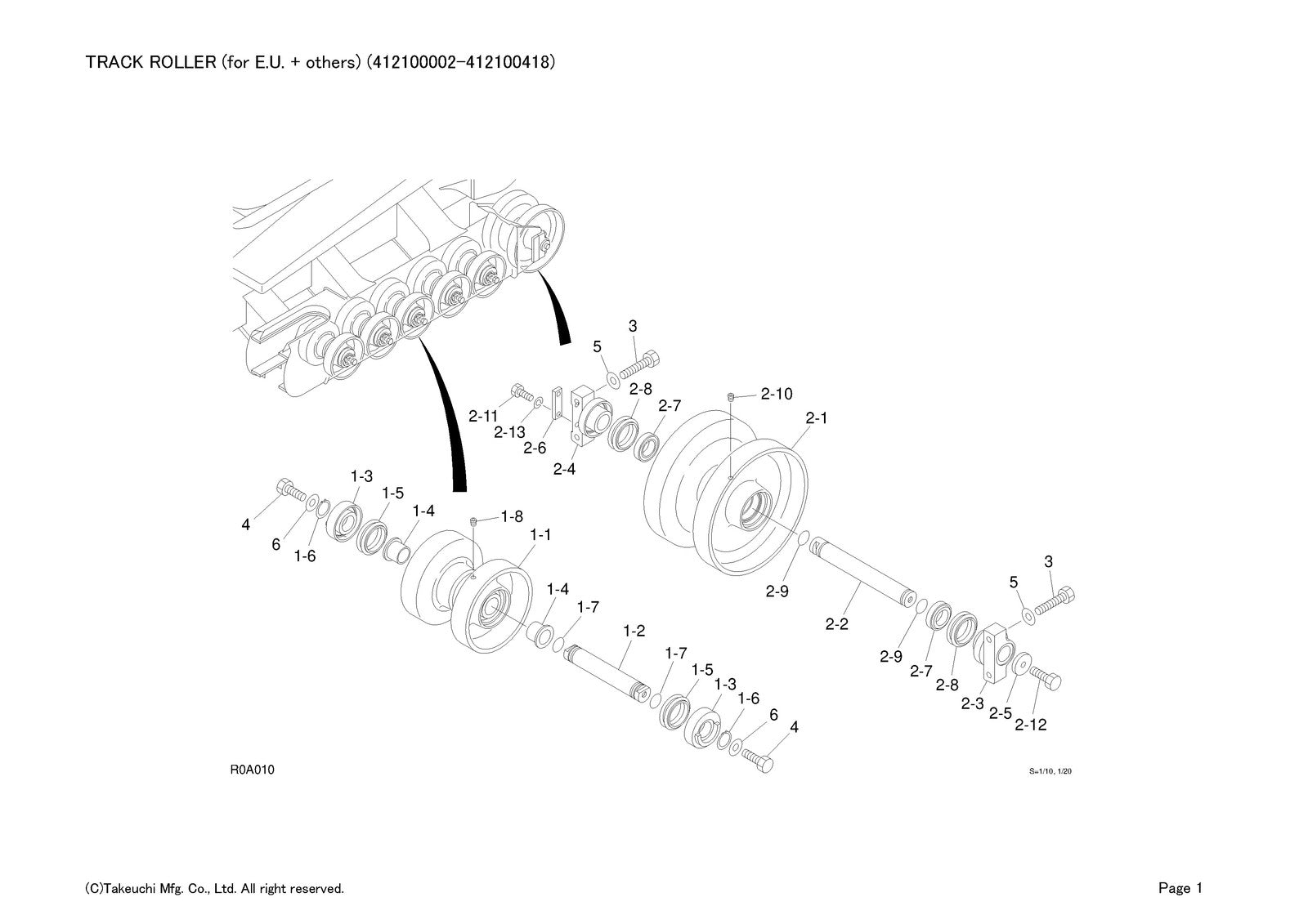 TAKEUCHI TL12R2 Track Loader Parts Manual SN 412100002 and Up - WIRE BOUND