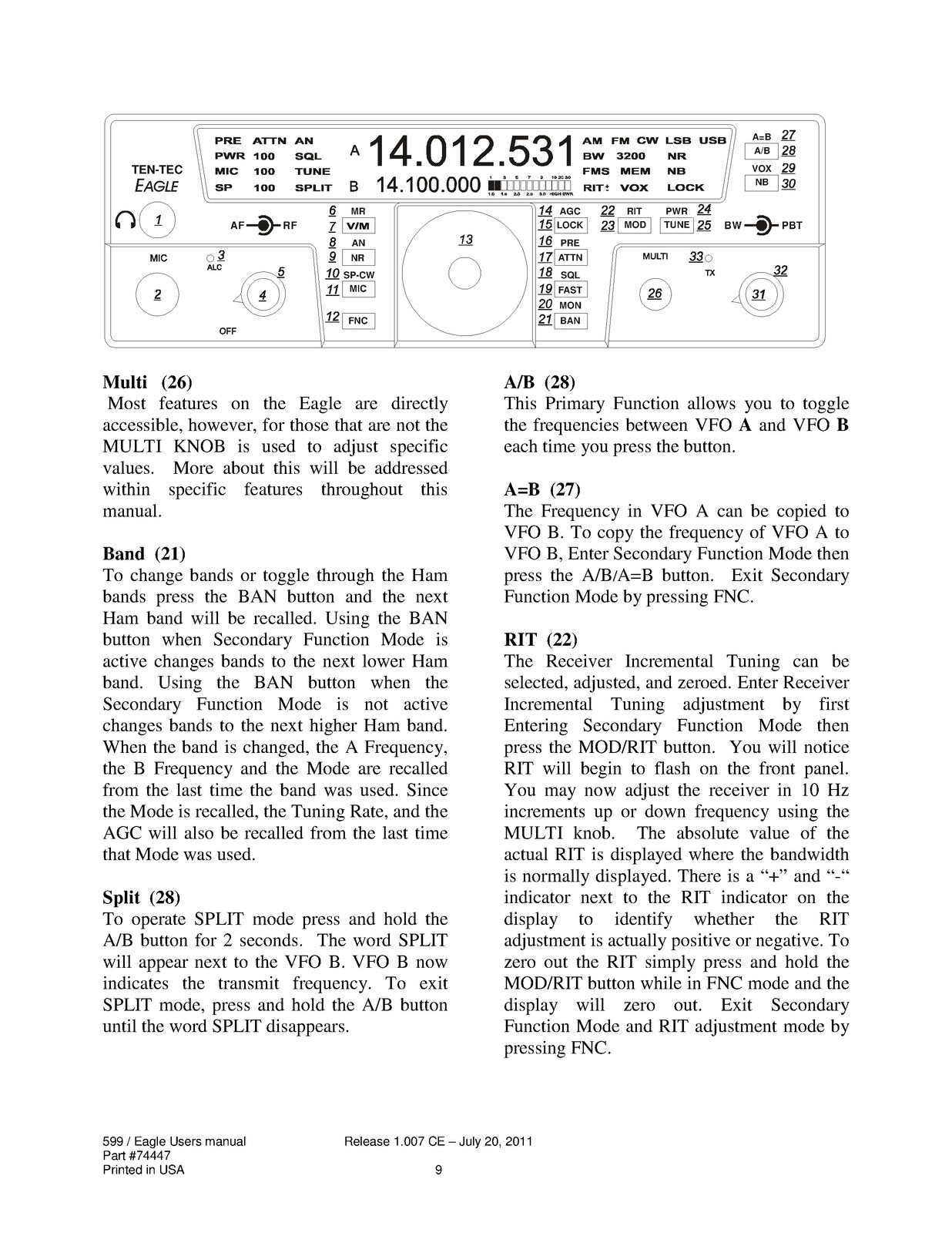 TEN TEC Eagle 599 User Manual - STEEL WIRE BOUND - PROTECTIVE COVERS