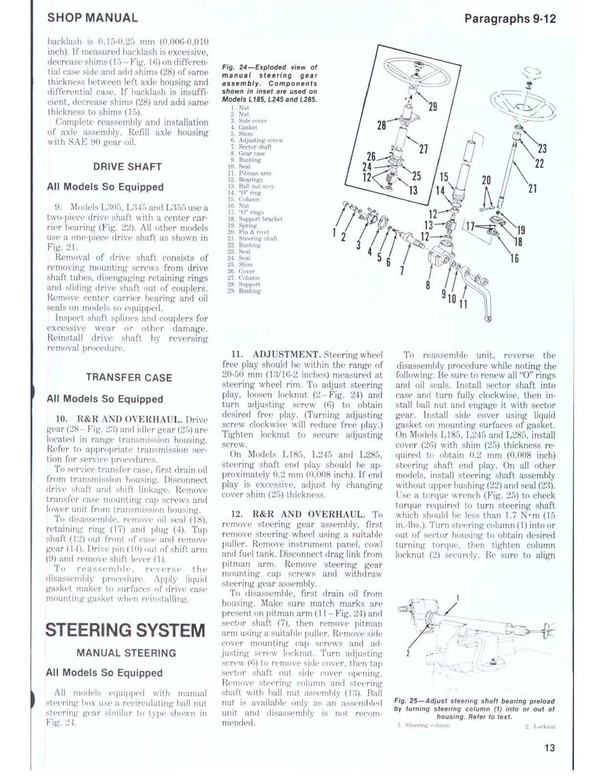 KUBOTA L185-L355 Tractor Service & Operators Manual BUNDLE - WIRE BOUND - COVERS