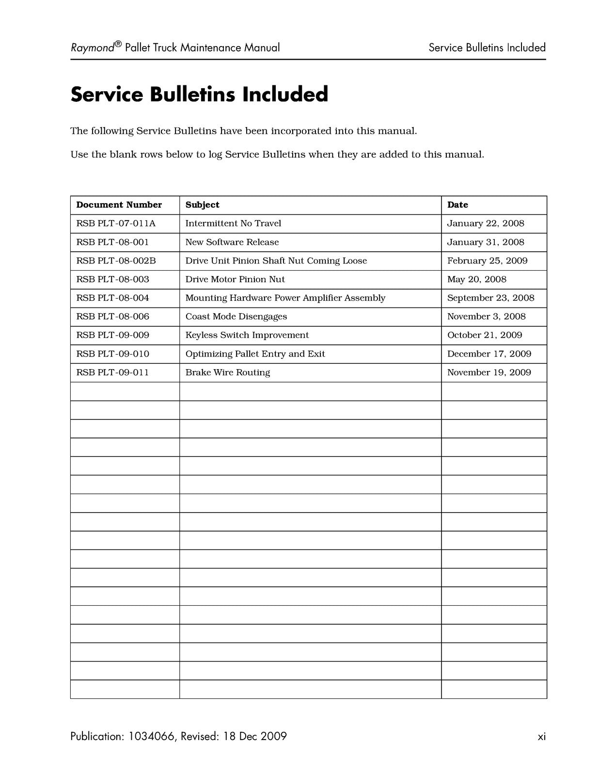 RAYMOND 8300 8400 8500 8600 Pallet Truck Maintenance Manual 2009, FOLDOUTS