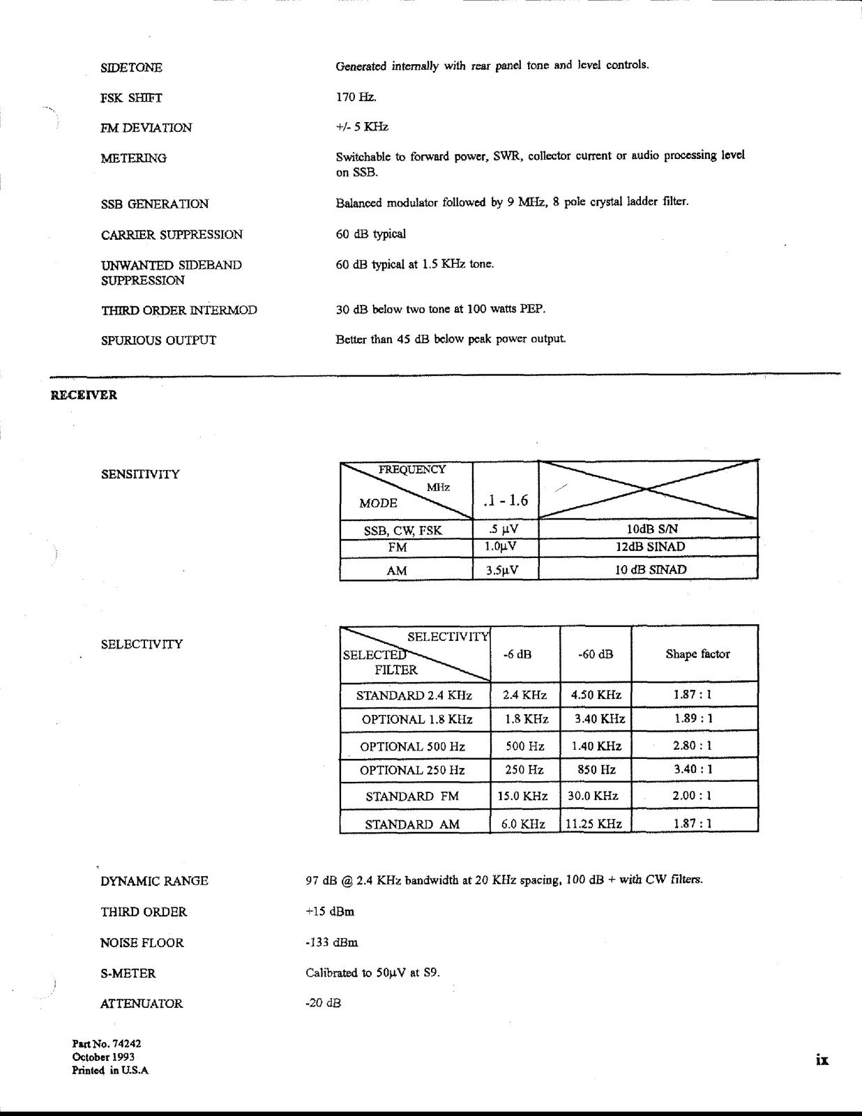 TEN TEC Paragon 2 Model 586 HF Transceiver User Manual - WIRE BOUND - COVERS