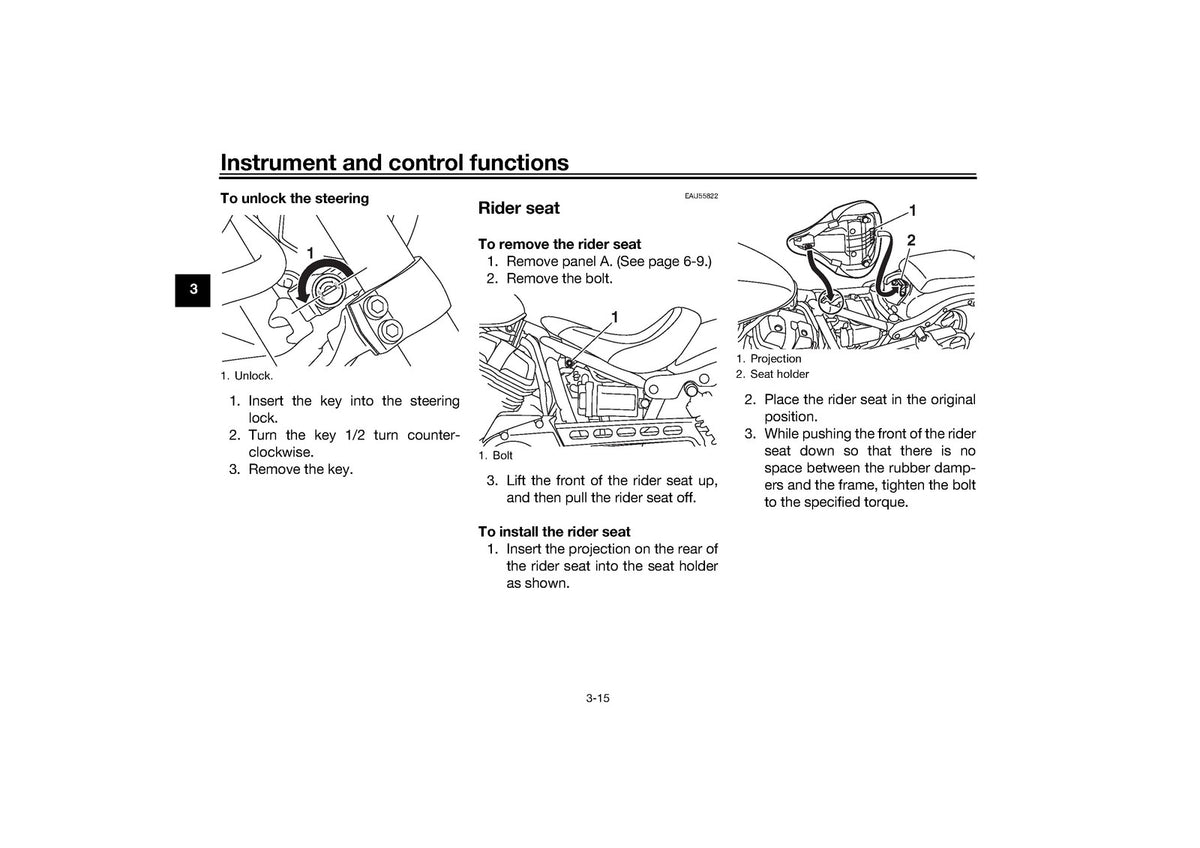 YAMAHA XVS950CUD-A Owners Manual 2017 - STEEL WIRE BOUND - PROTECTIVE COVERS