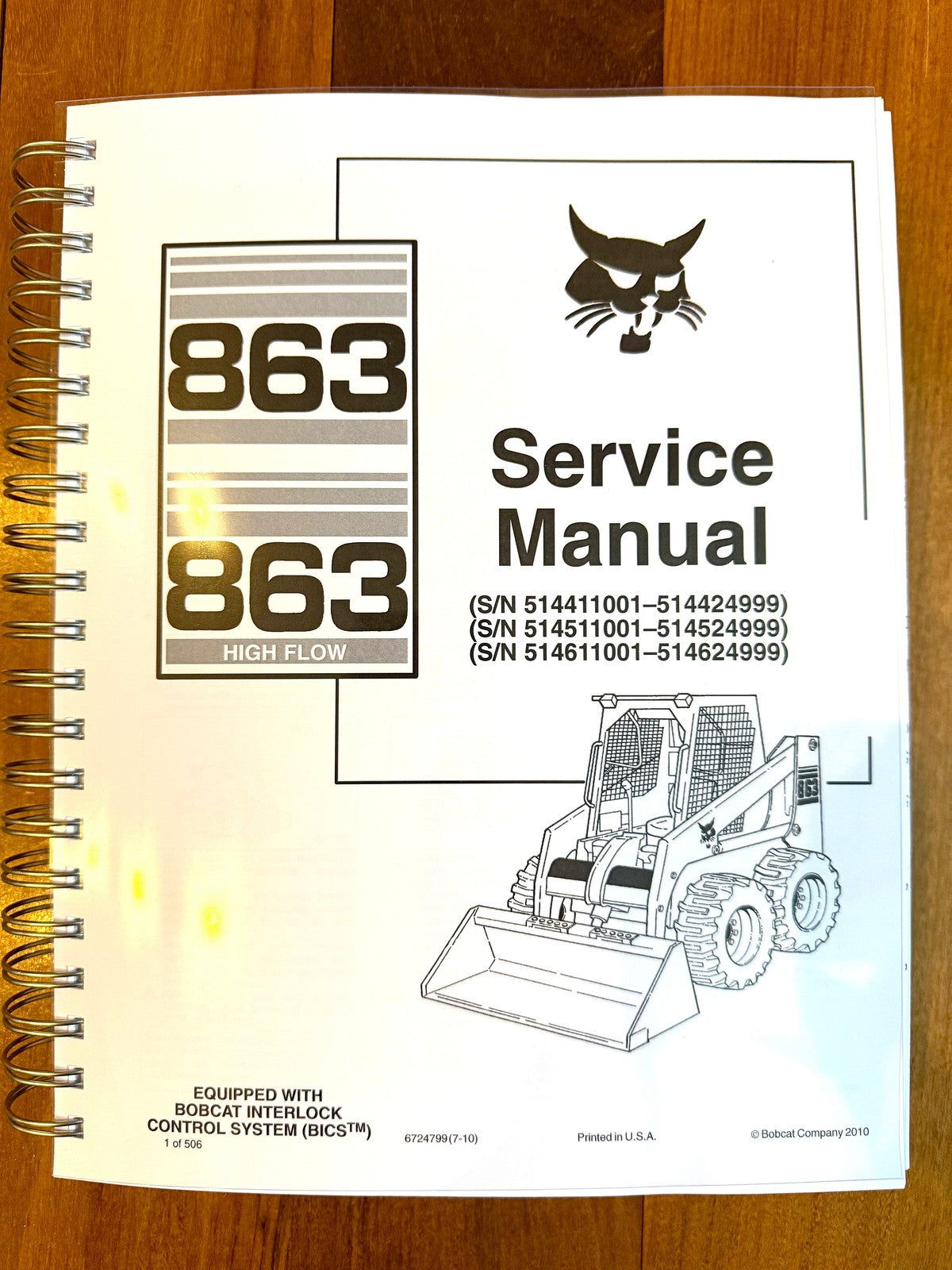 BOBCAT 863 & 863 High Flow Skid Steer Service & Parts Manual BUNDLE - WIRE BOUND