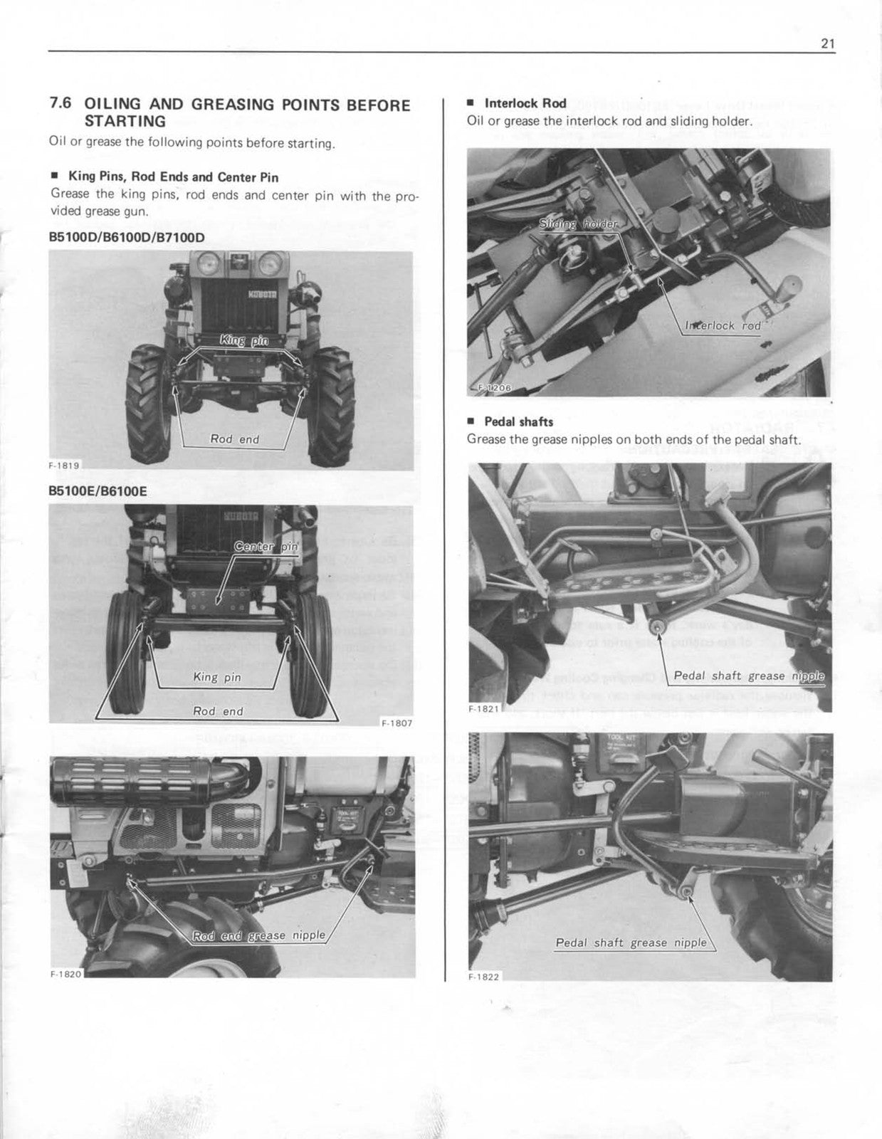 KUBOTA B5100D/E B6100D/E B6100HST B7100D Operators Service Manual BUNDLE