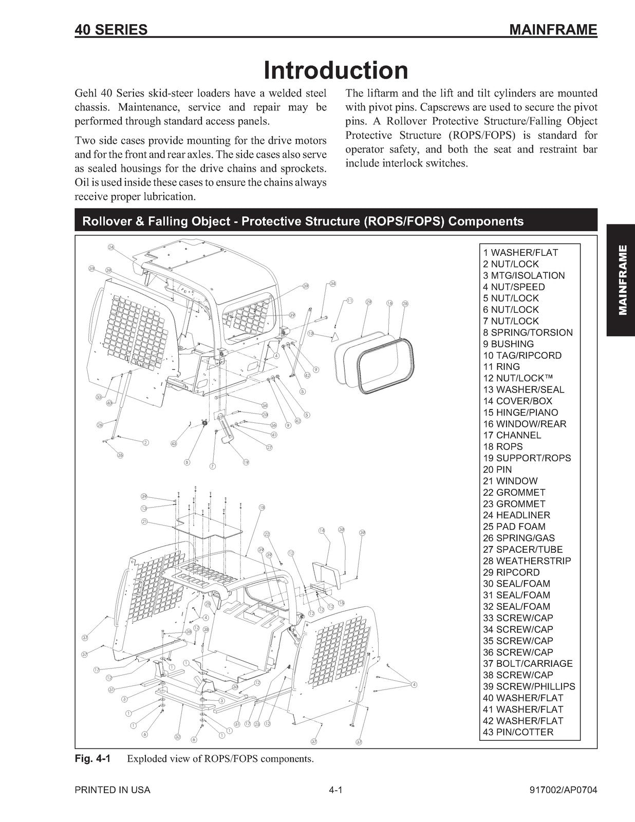 GEHL SL4640 SL4840 SL5640 SL6640 Skid-Steer Loader Service Manual - WIRE BOUND