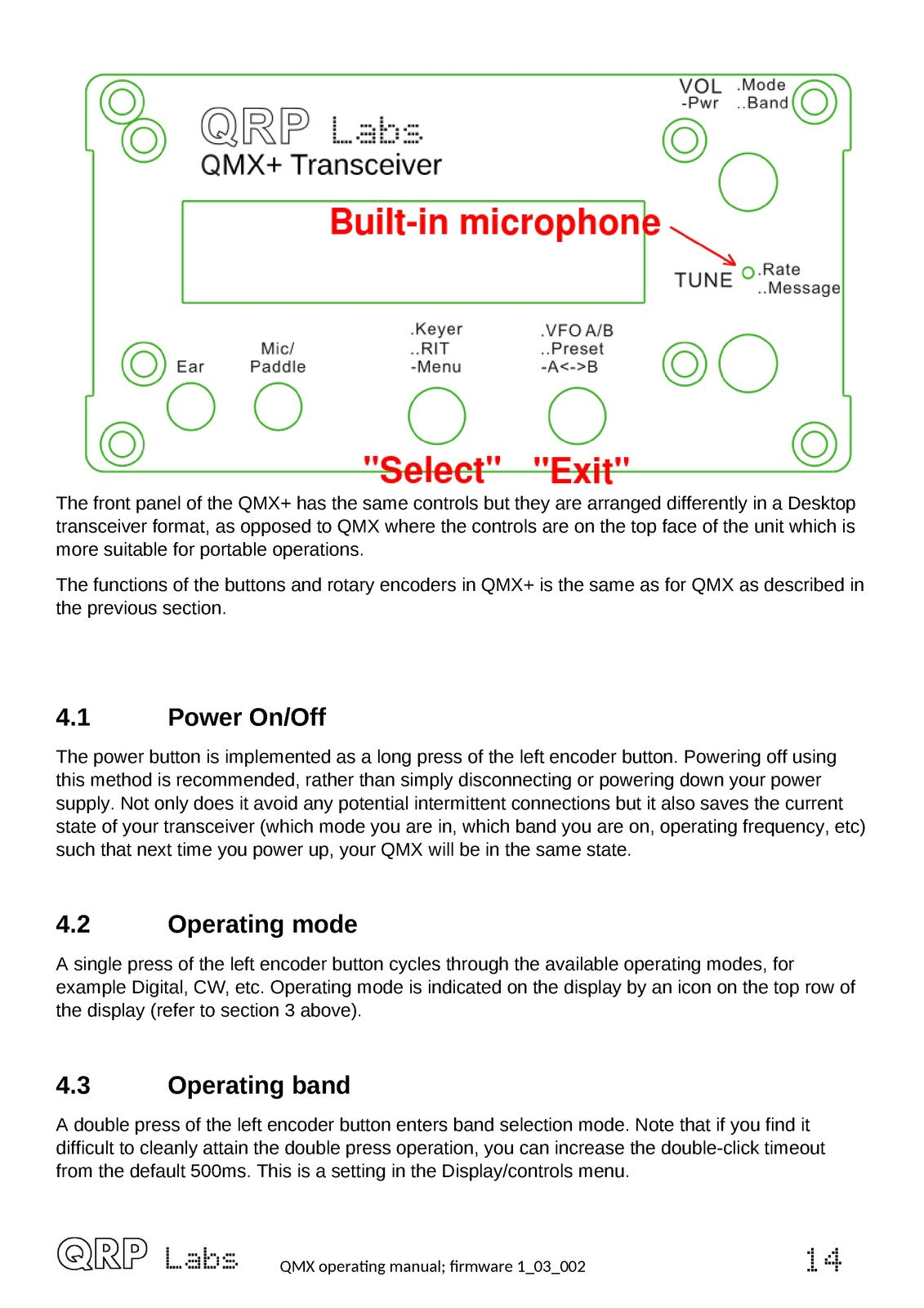 QRP LABS QMX Multimode Transceiver Operating Manual - WIRE BOUND - TOUGH COVERS