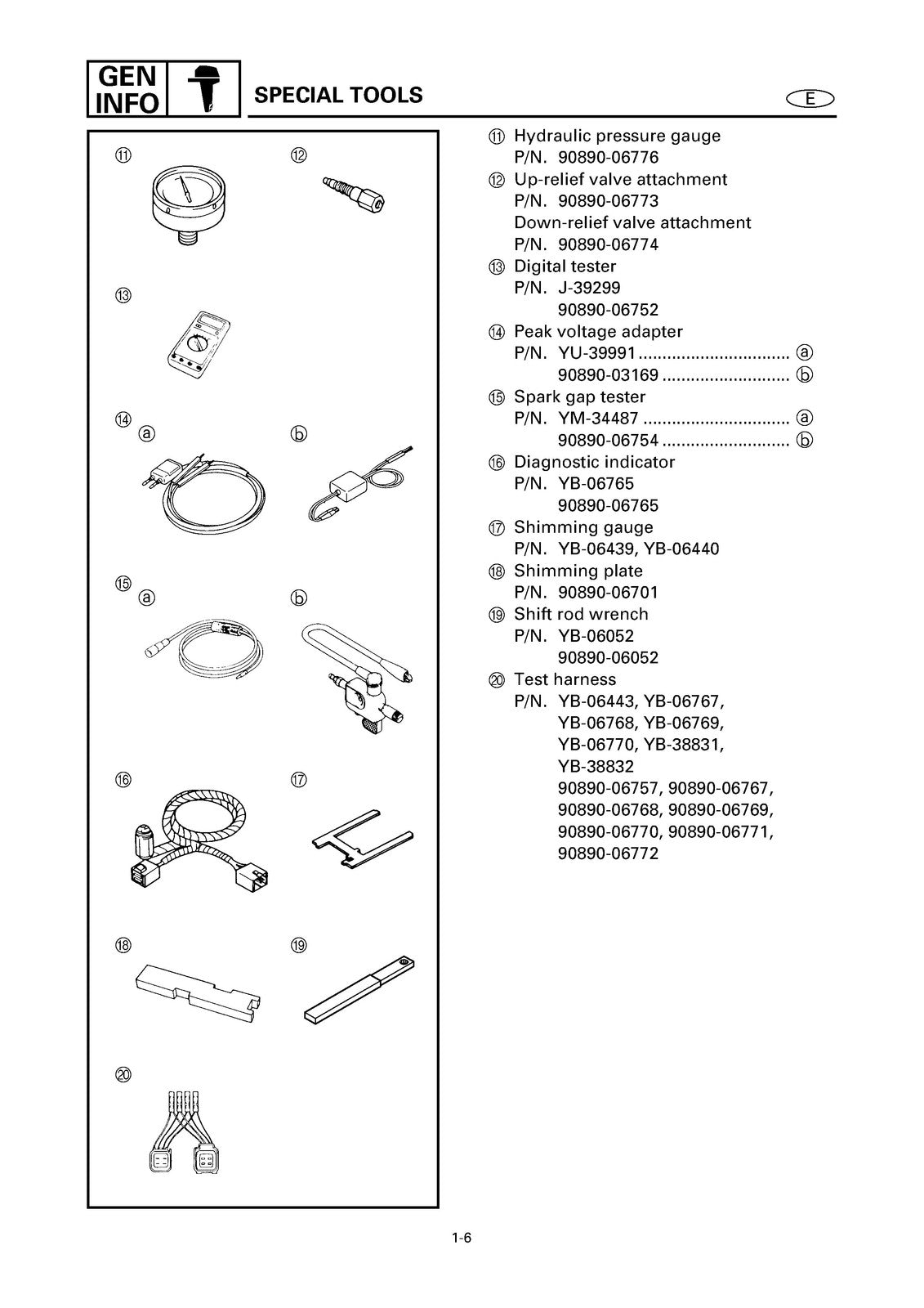 YAMAHA 225G 250B L250B Outboard Motor Service Manual 1998, FOLDOUTS