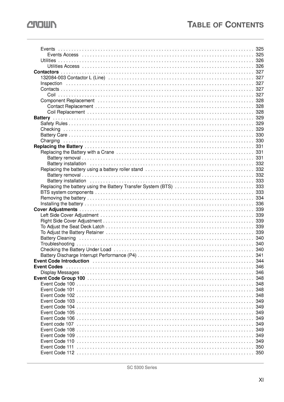CROWN SC 5300 Series Forklift Maintenance Manual 2012 - WIRE BOUND - COVERS