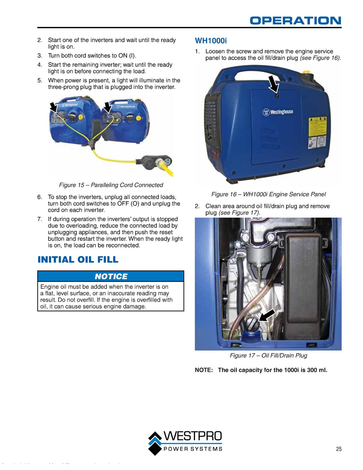 WESTINGHOUSE Digital Inverter Generator Owners Manual - WIRE BOUND - COVERS