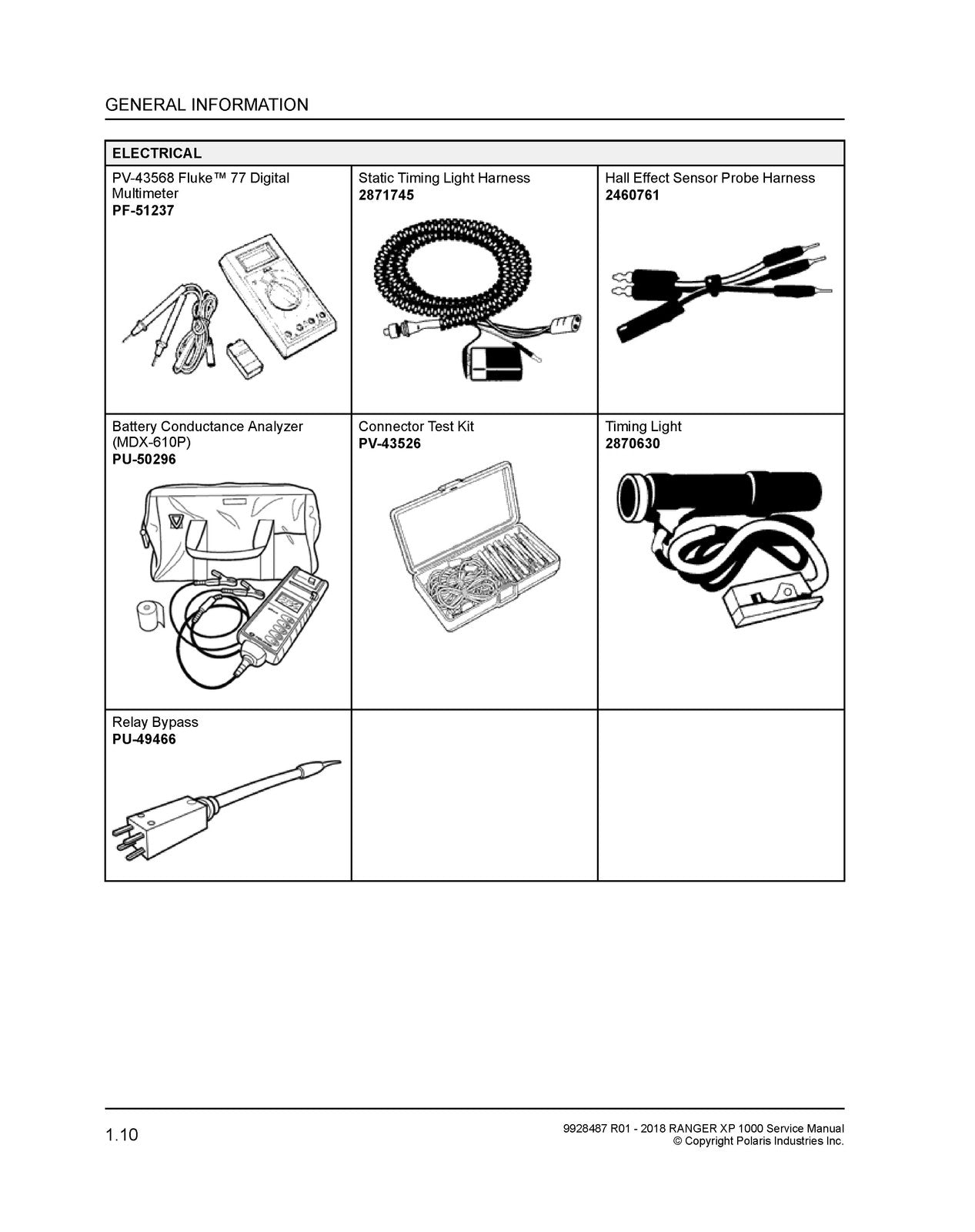 POLARIS Ranger Crew XP 1000 Service Manual 2018 - BOUND - COVERS - XL FOLDOUTS
