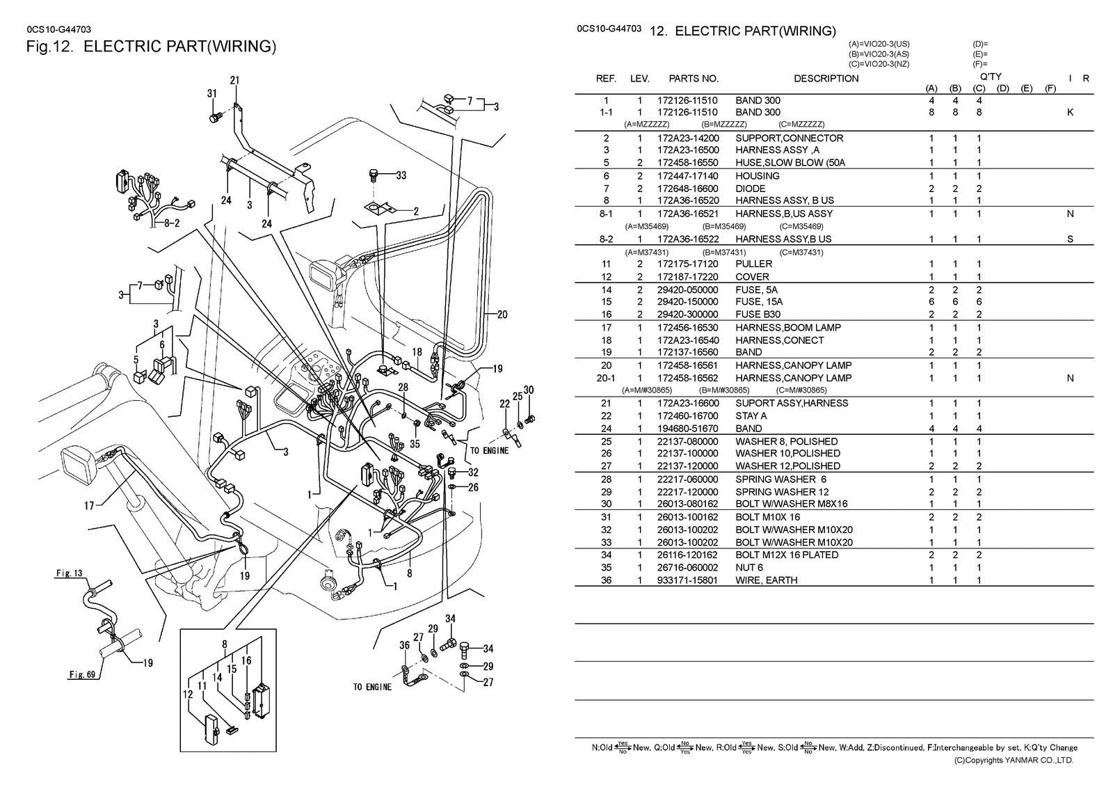 YANMAR ViO20-3 Excavator Parts Catalog Manual 2013 - WIRE BOUND - TOUGH COVERS