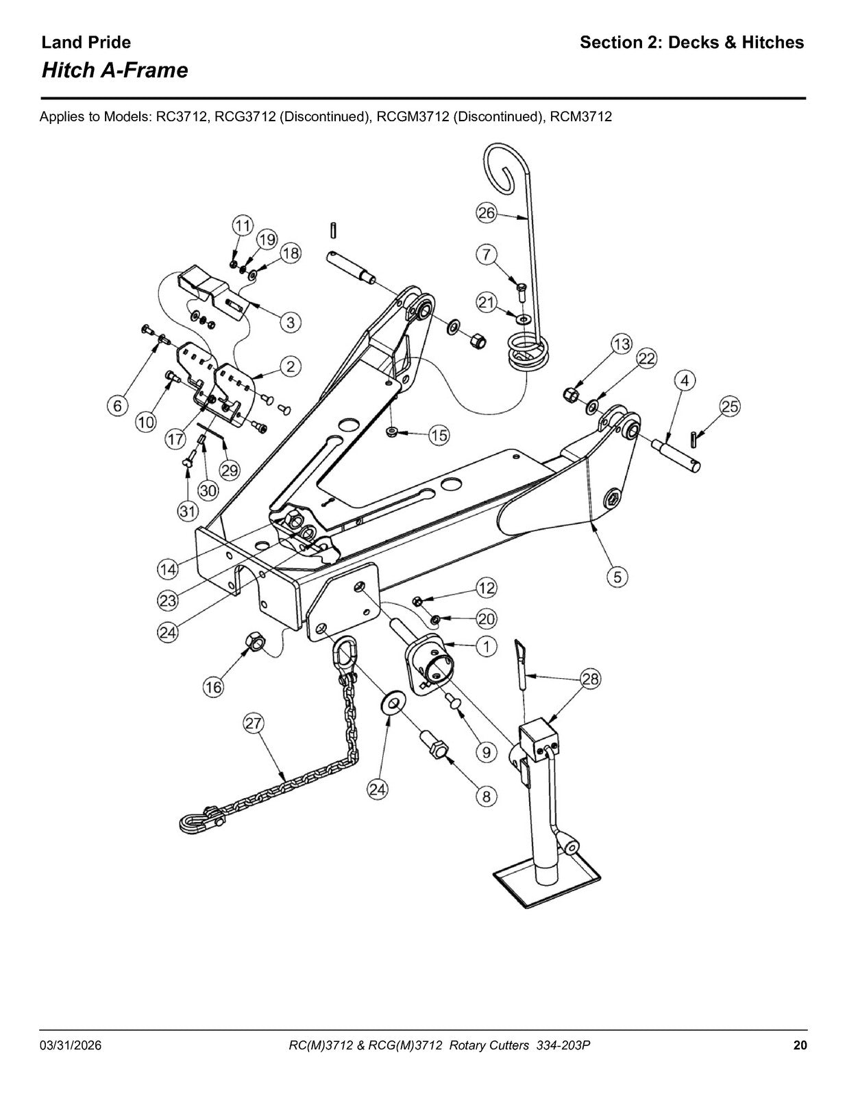 LAND PRIDE RC3712 RCM3712 Rotary Cutters Parts Manual 2026 - WIRE BOUND - COVERS