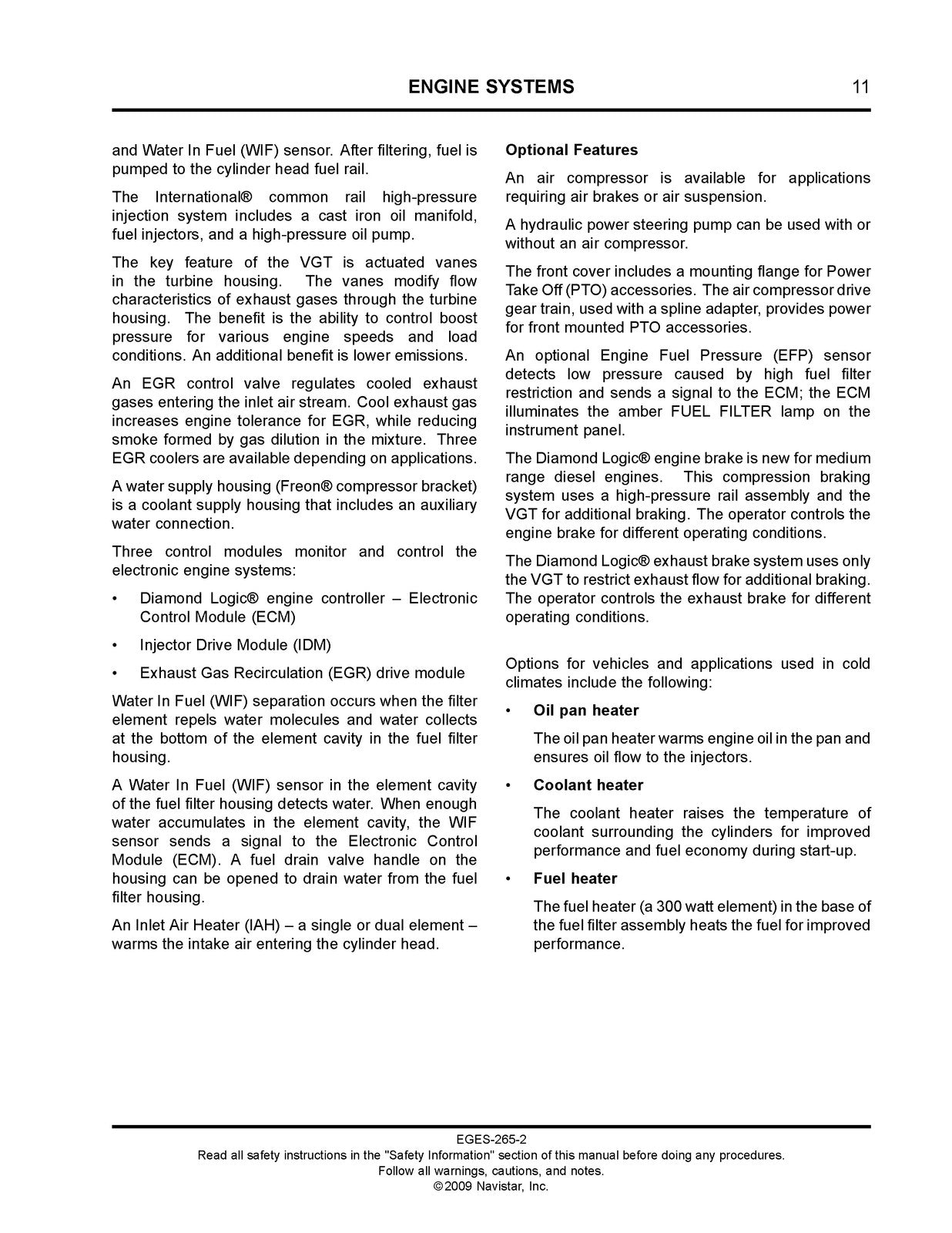 INTERNATIONAL DT 466 DT 570 HT 570 Diesel Engine Service Manual 2009 - BOUND