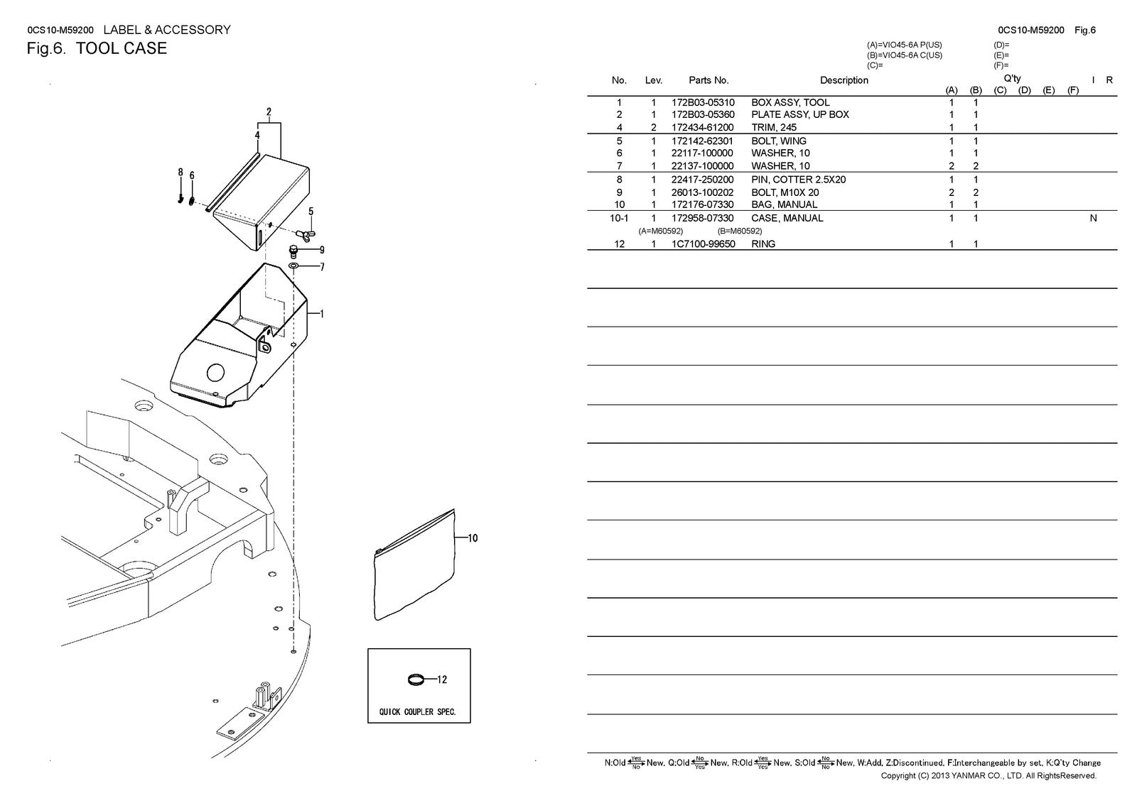 YANMAR ViO45-6A Excavator Parts Catalog Manual 2017 - WIRE BOUND - TOUGH COVERS