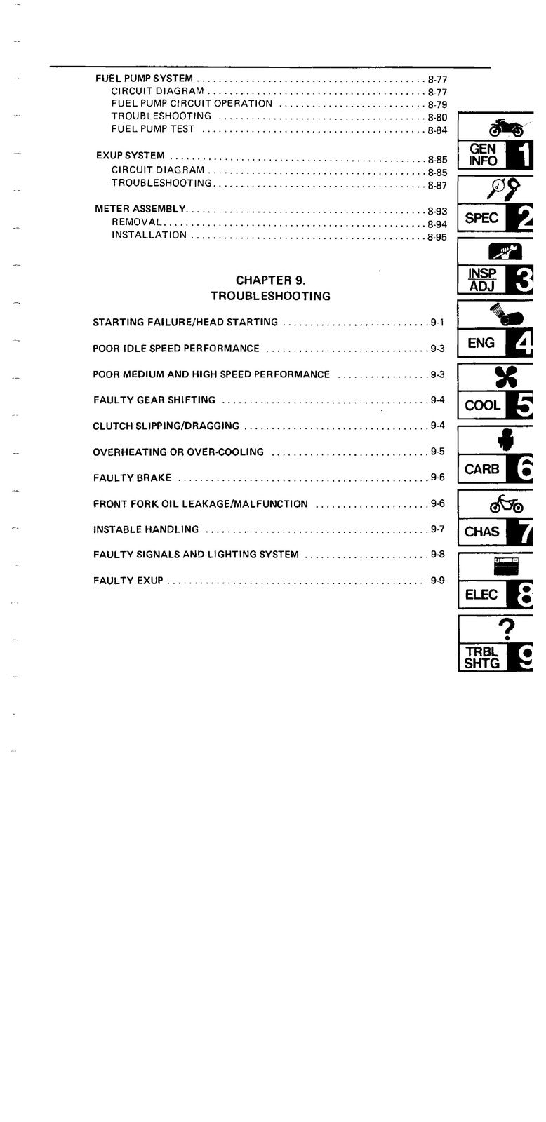 YAMAHA FZR1000 Motorcycle Service Manual 1989 - BOUND - COVERS - XL FOLDOUTS