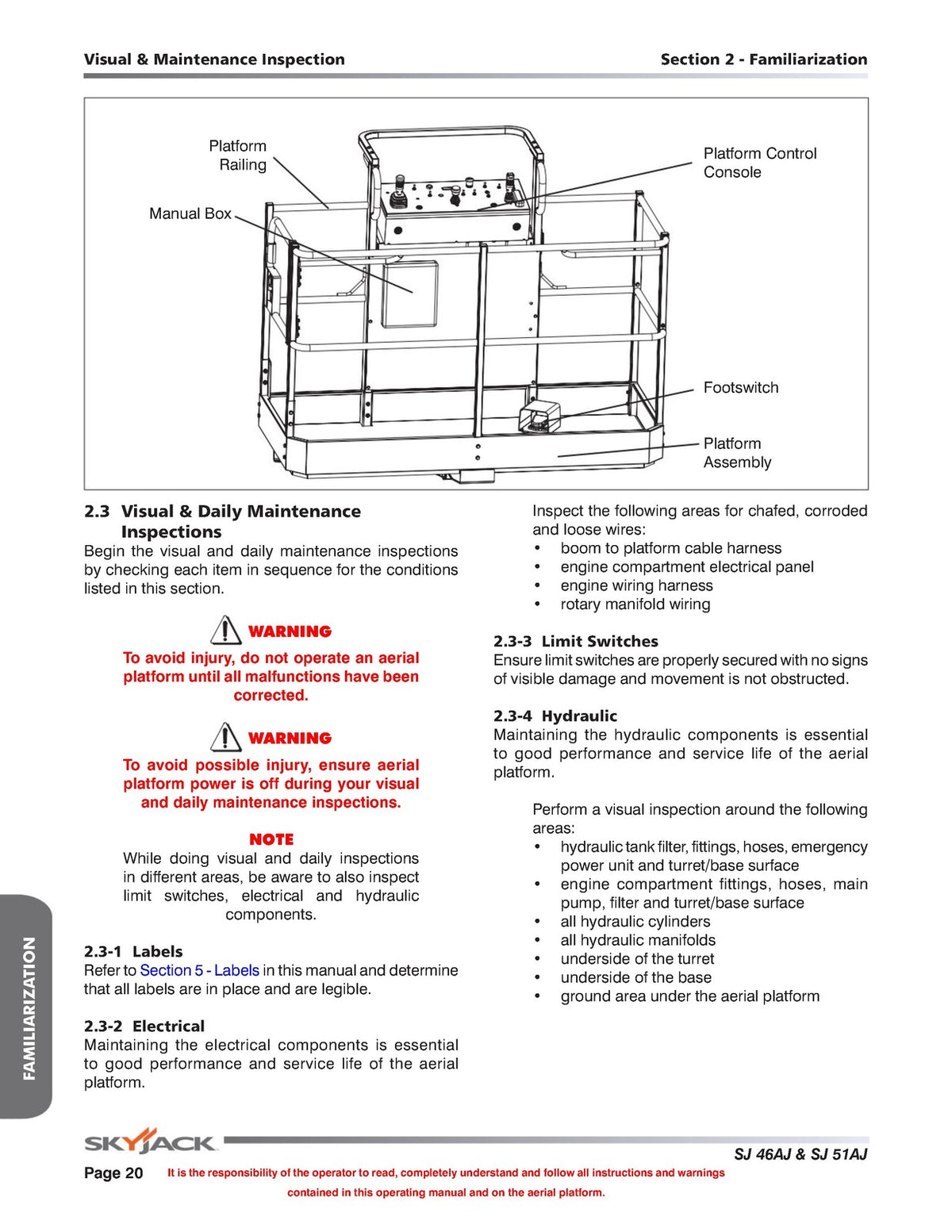 SKYJACK SJ46AJ SJ51AJ Boom Operators & Service Manual BUNDLE - WIRE BOUND