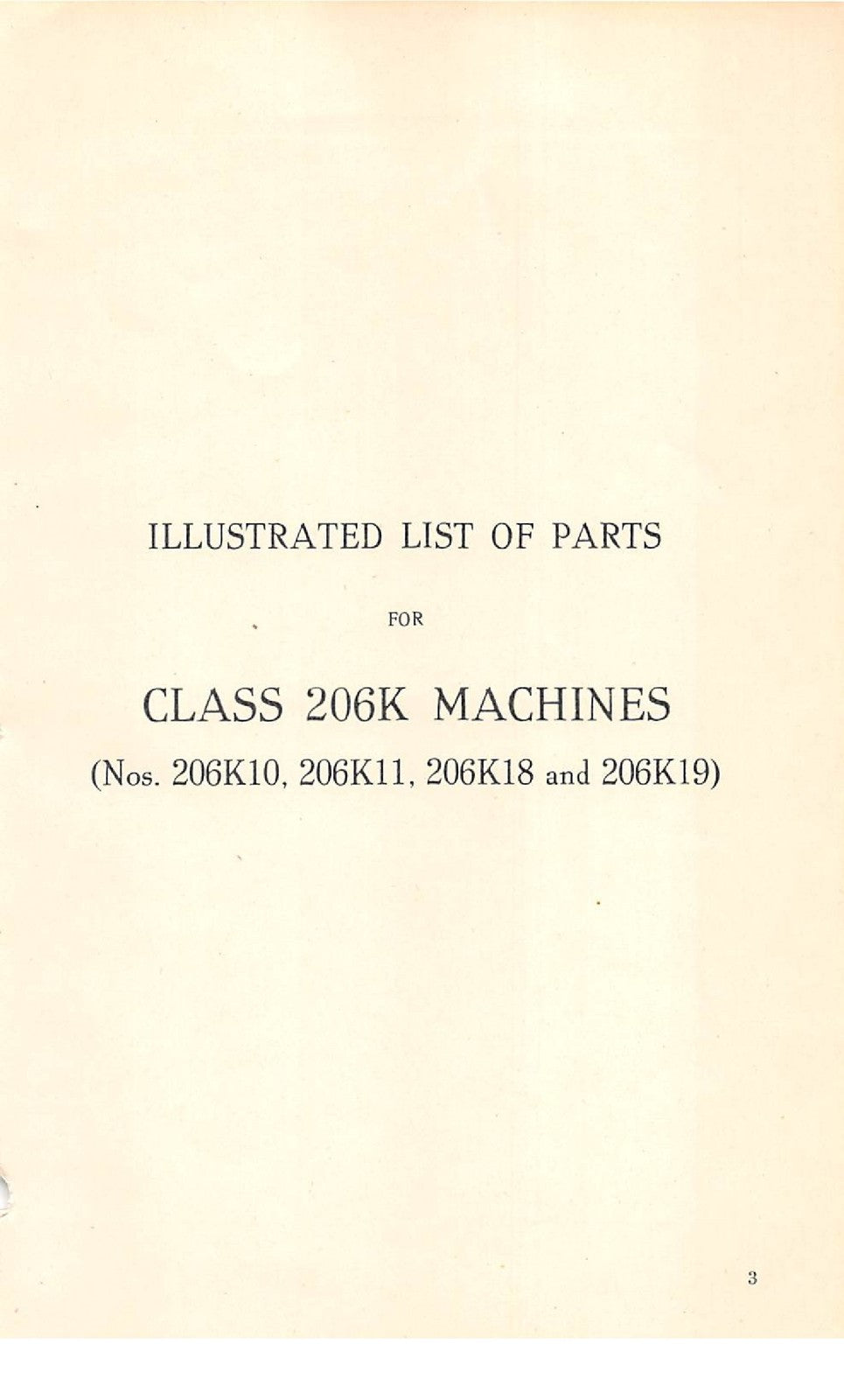 SINGER 206K10 K11 K18 K19 ILLUSTRATED LIST OF PARTS MANUAL - WIRE BOUND - COVERS