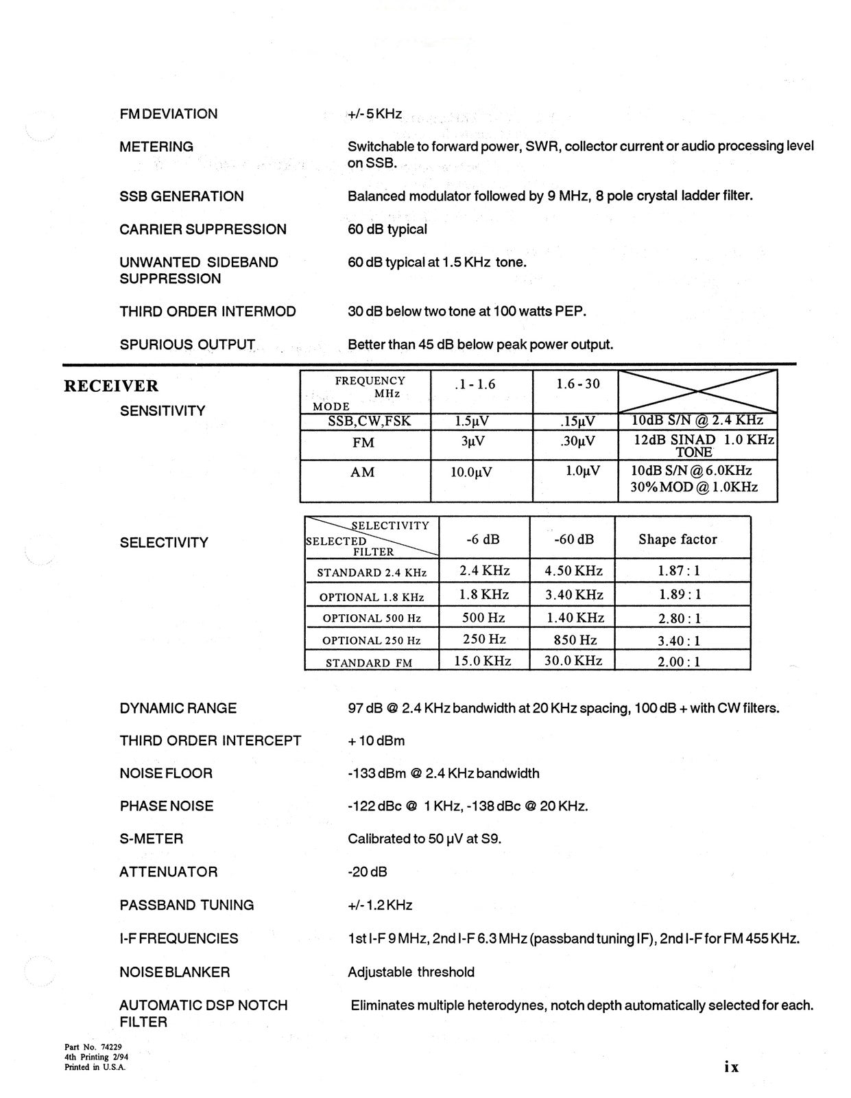 TEN TEC OMNI 6 Model 563 HF Transceiver Operator Manual, BOUND, COVERS, FOLDOUTS
