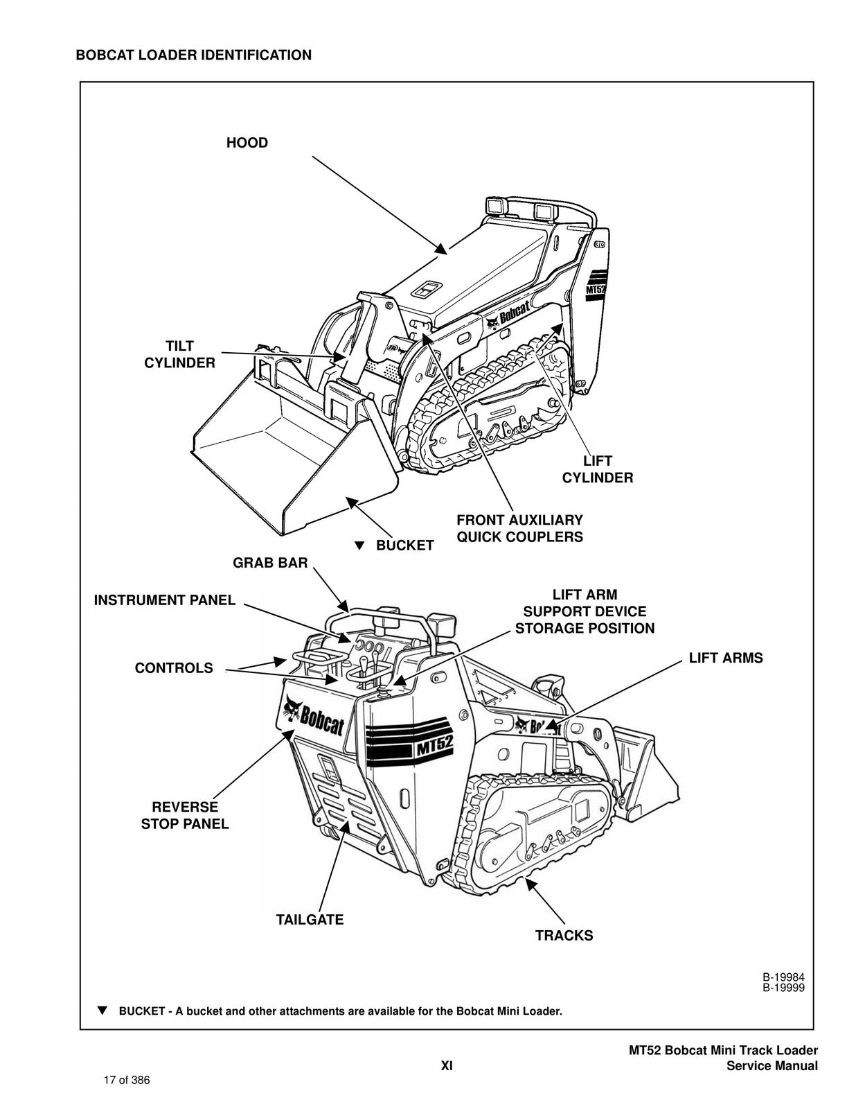 BOBCAT MT52 Mini Track Loader Service Manual SN 523611001 Up 2006, FOLDOUTS