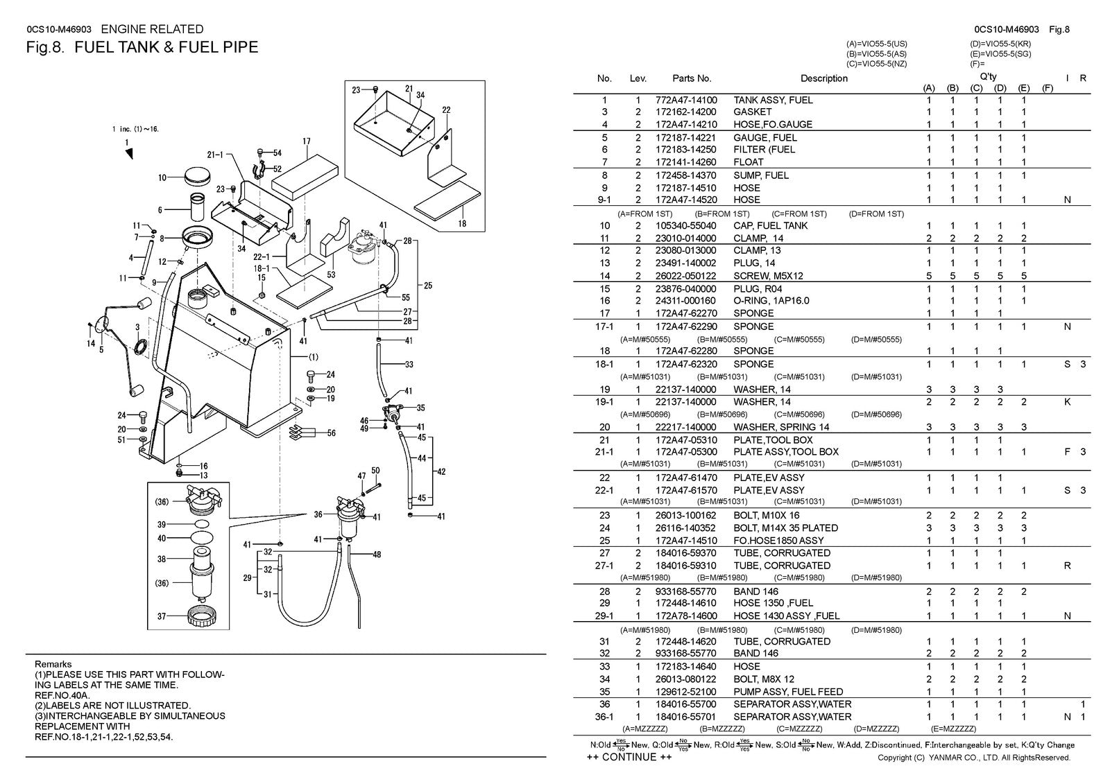 YANMAR ViO55-5 Excavator Parts Catalog Manual 2016 - WIRE BOUND - TOUGH COVERS