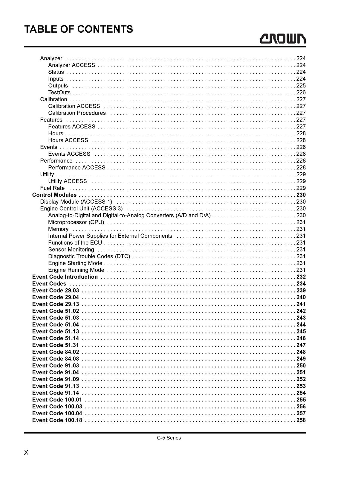 CROWN C-5 Series LPG Cushion Forklift Maintenance Manual - WIRE BOUND - COVERS
