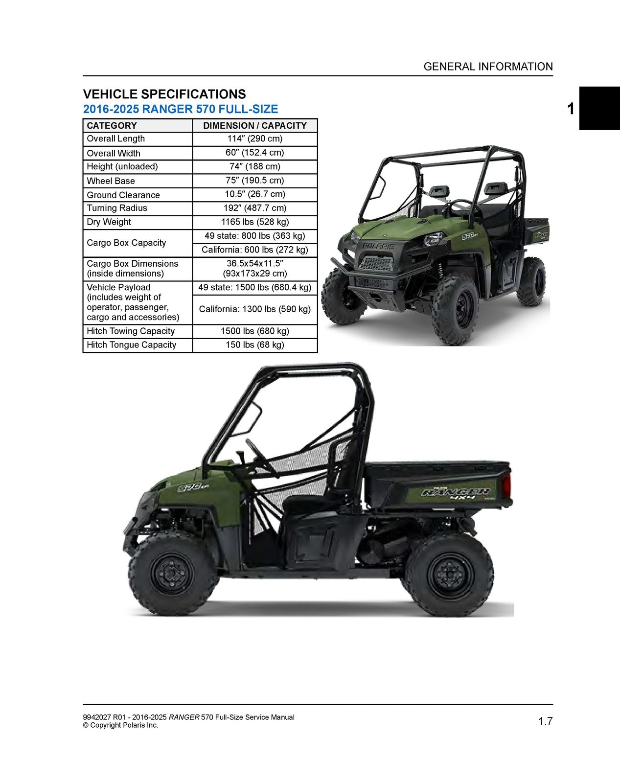 POLARIS Ranger 570 Full-Size Service Manual 2016-2025 - WIRE BOUND - COVERS