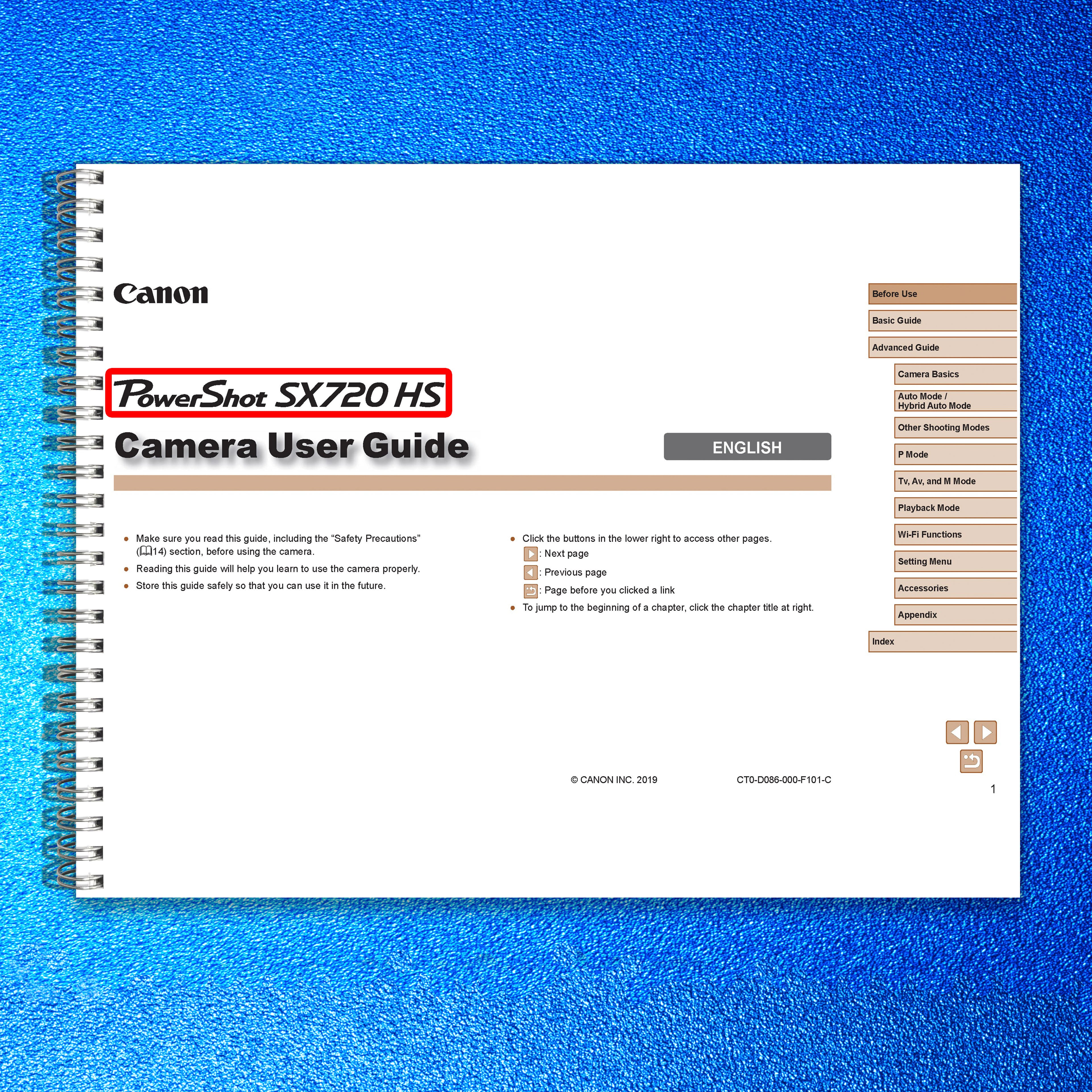 Canon PowerShot SX720 HS Instruction Manual Owners Guide - STEEL WIRE BOUND