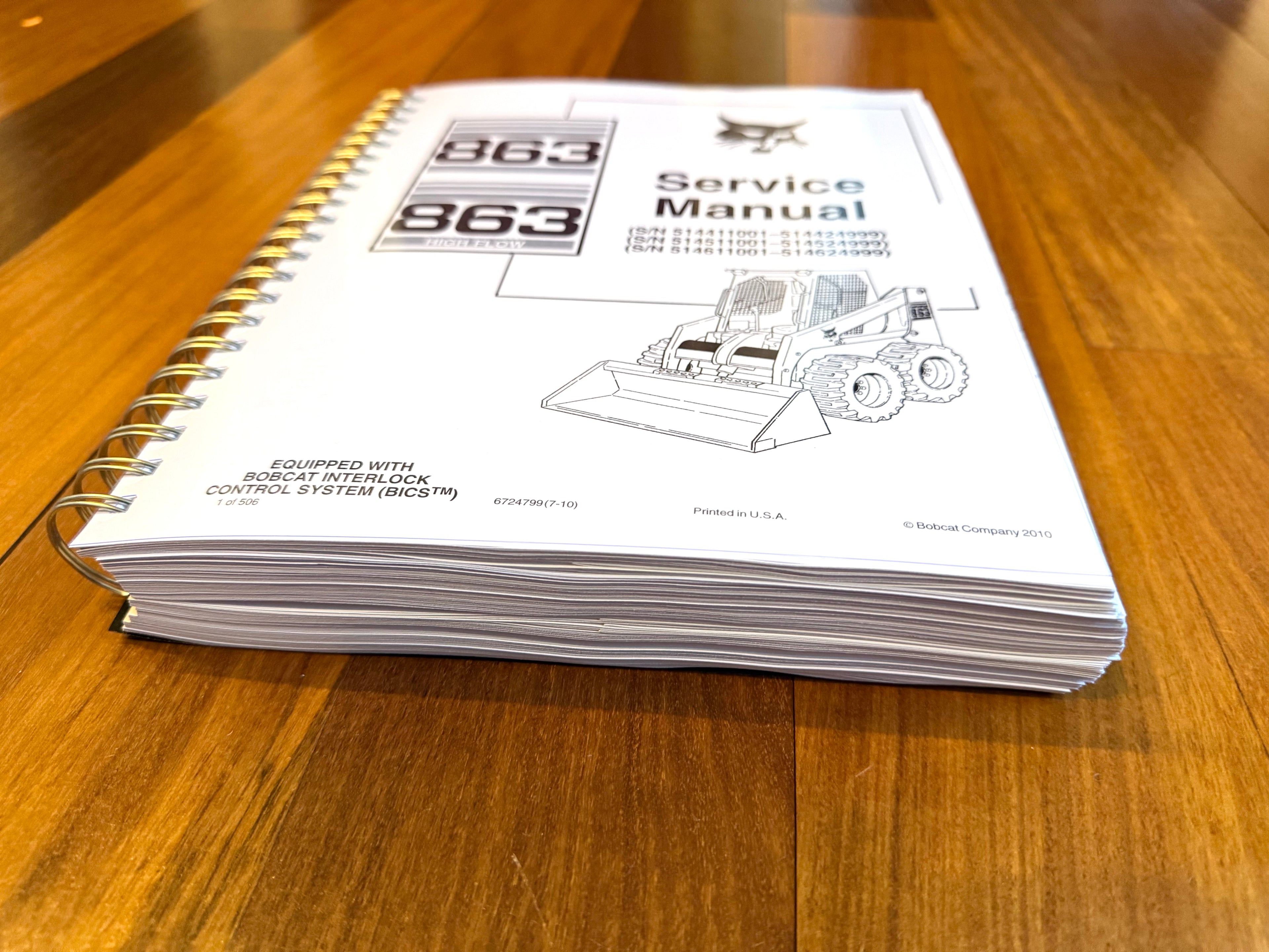 BOBCAT 863 & 863 HIGH FLOW SERVICE MANUAL - WIRE BOUND - COVERS - HUGE FOLDOUTS!