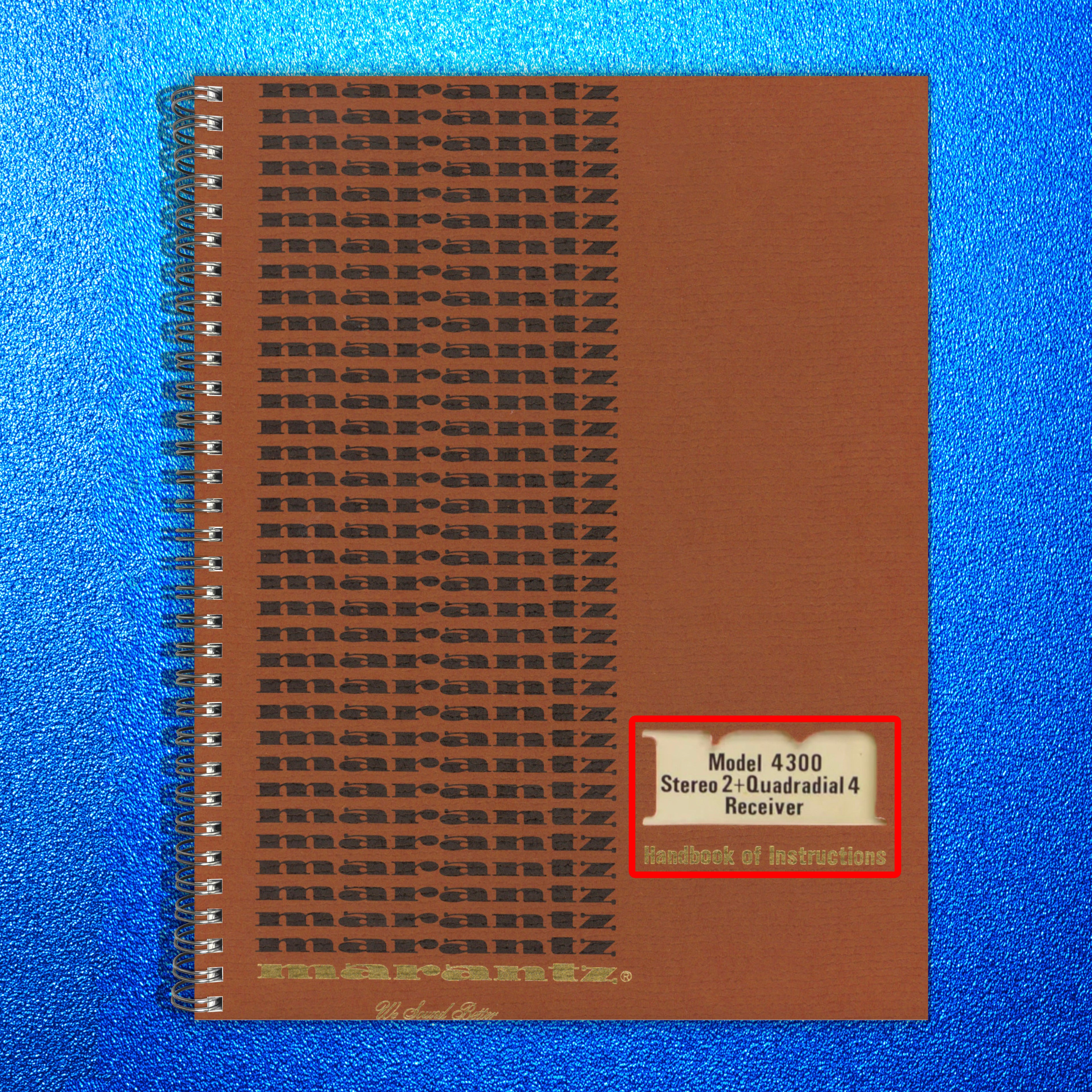 MARANTZ 4300 Stereo Receiver Instruction Manual - WIRE BOUND - TOUGH COVERS