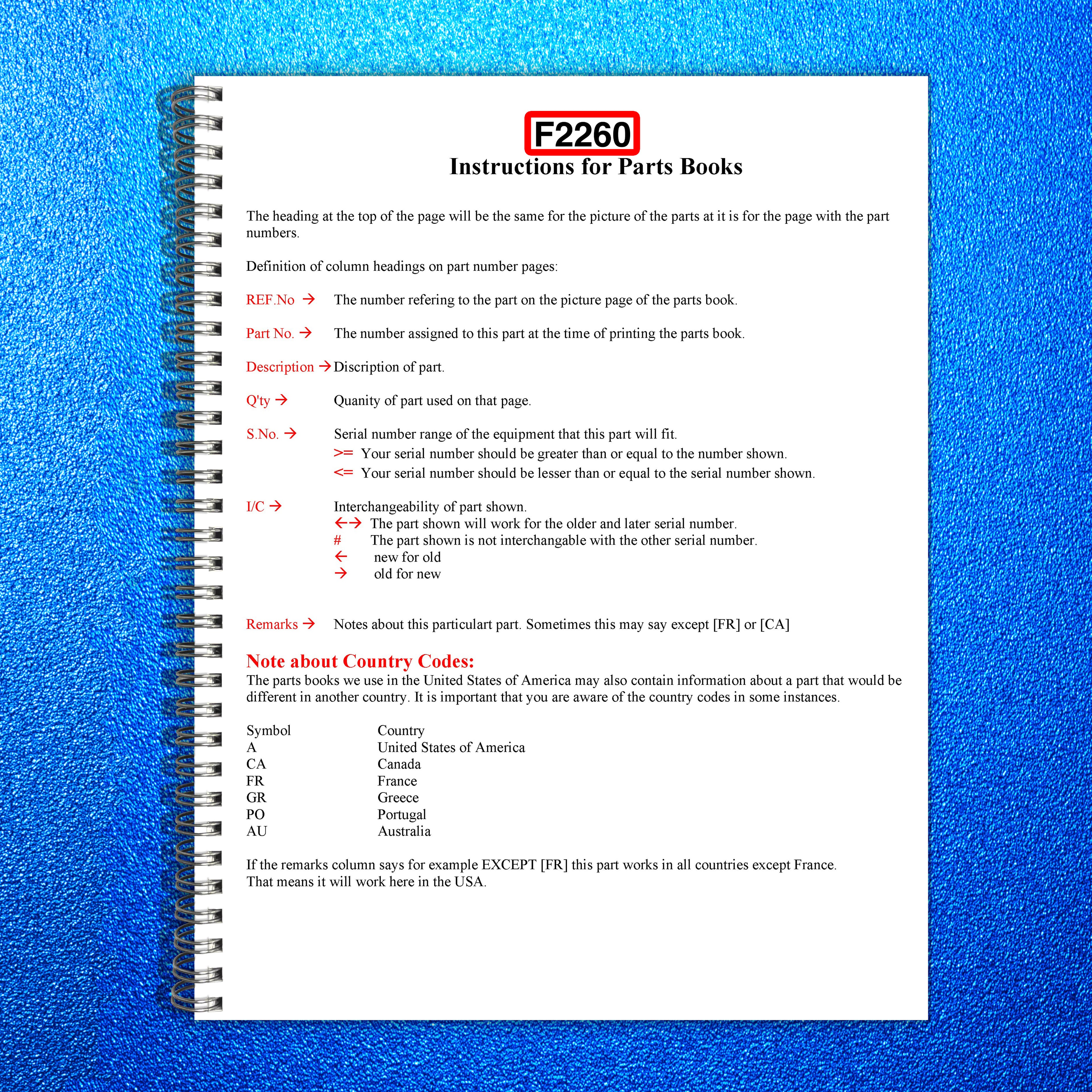 ISEKI F2260 Tractor Illustrated Parts List Manual - WIRE BOUND - TOUGH COVERS