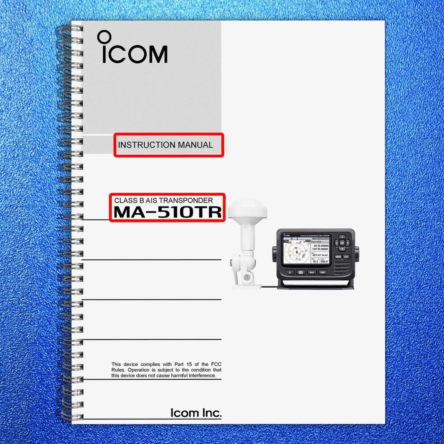 ICOM MA-510TR TRANSPONDER INSTRUCTION MANUAL - STEEL WIRE BOUND - TOUGH COVERS