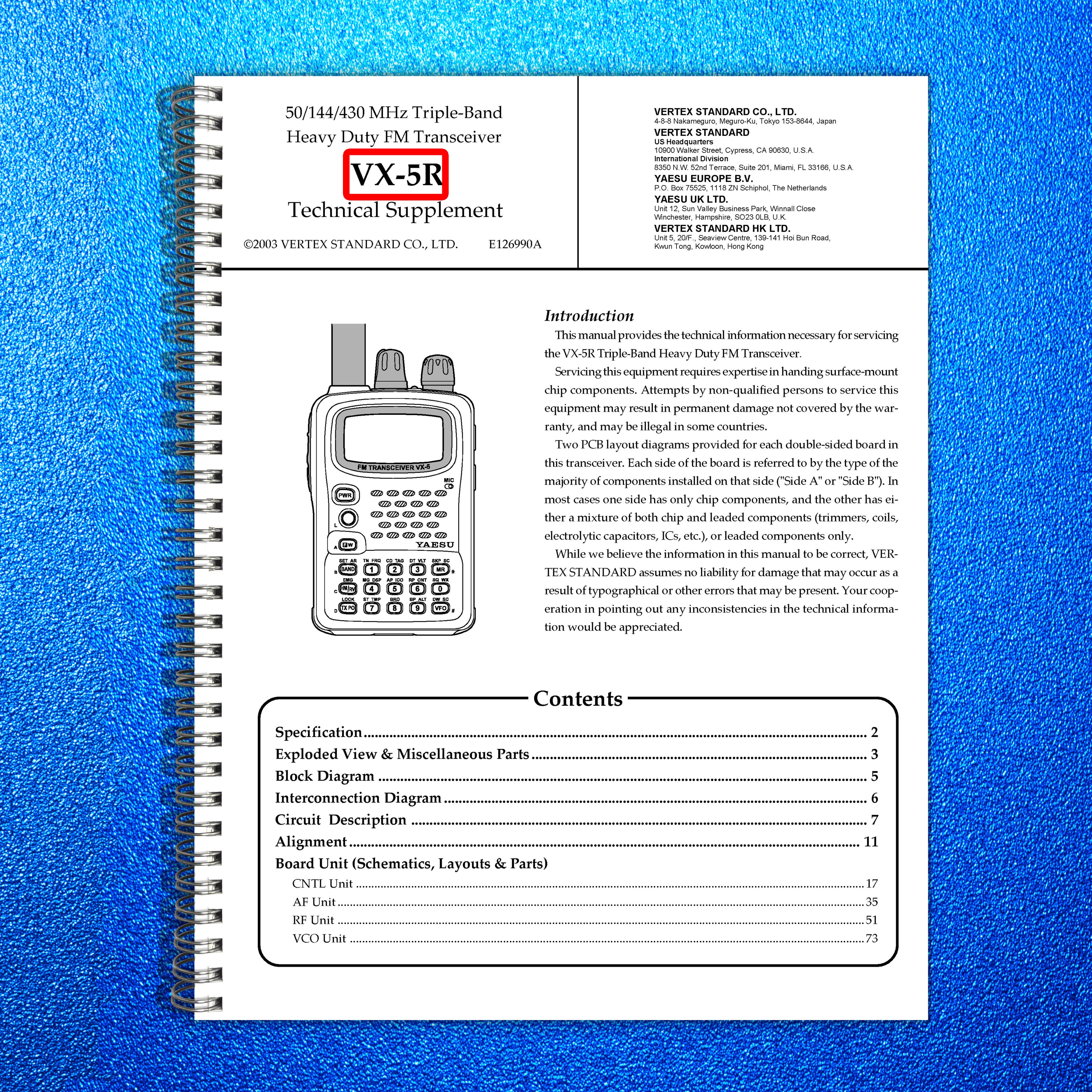 VERTEX STANDARD VX-5R Triple-Band FM Transceiver Service Manual 2003, FOLDOUTS