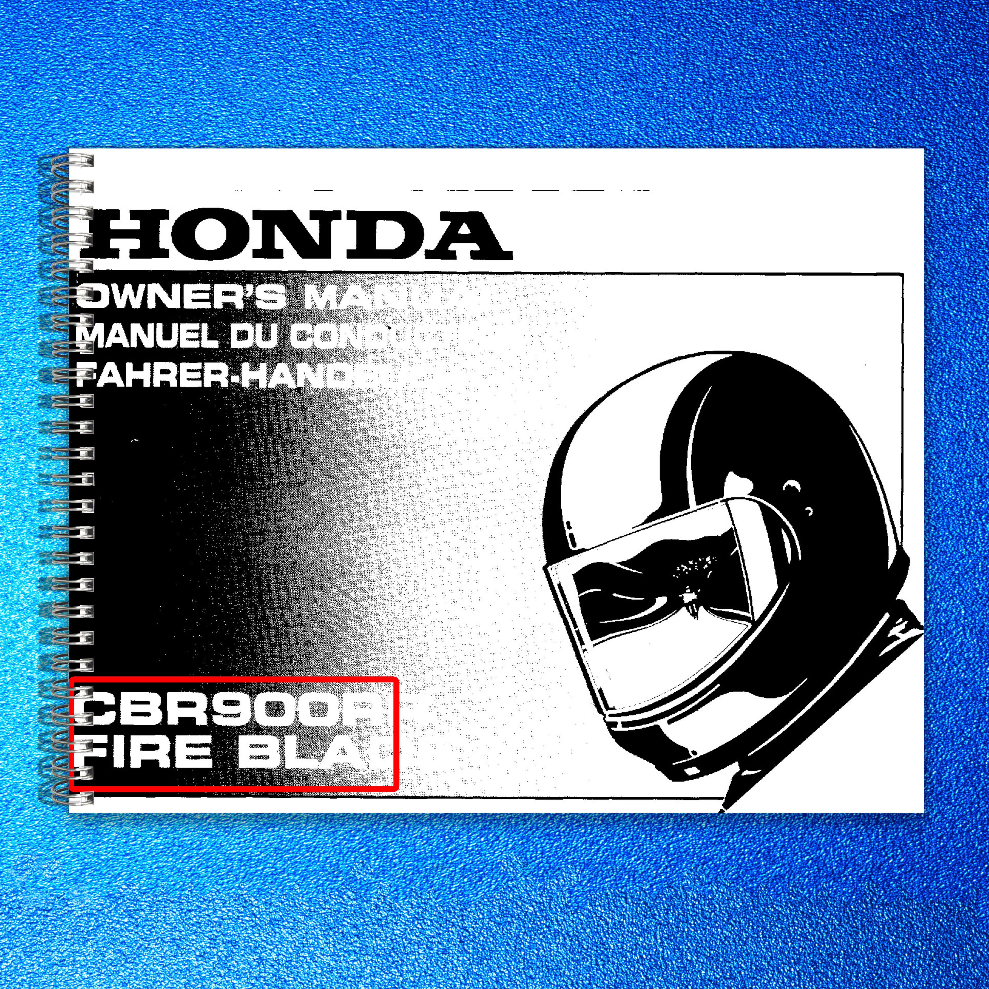 HONDA CBR900RR Fire Blade Owners Manual 2000 - BOUND - COVERS - XL FOLDOUT PAGES