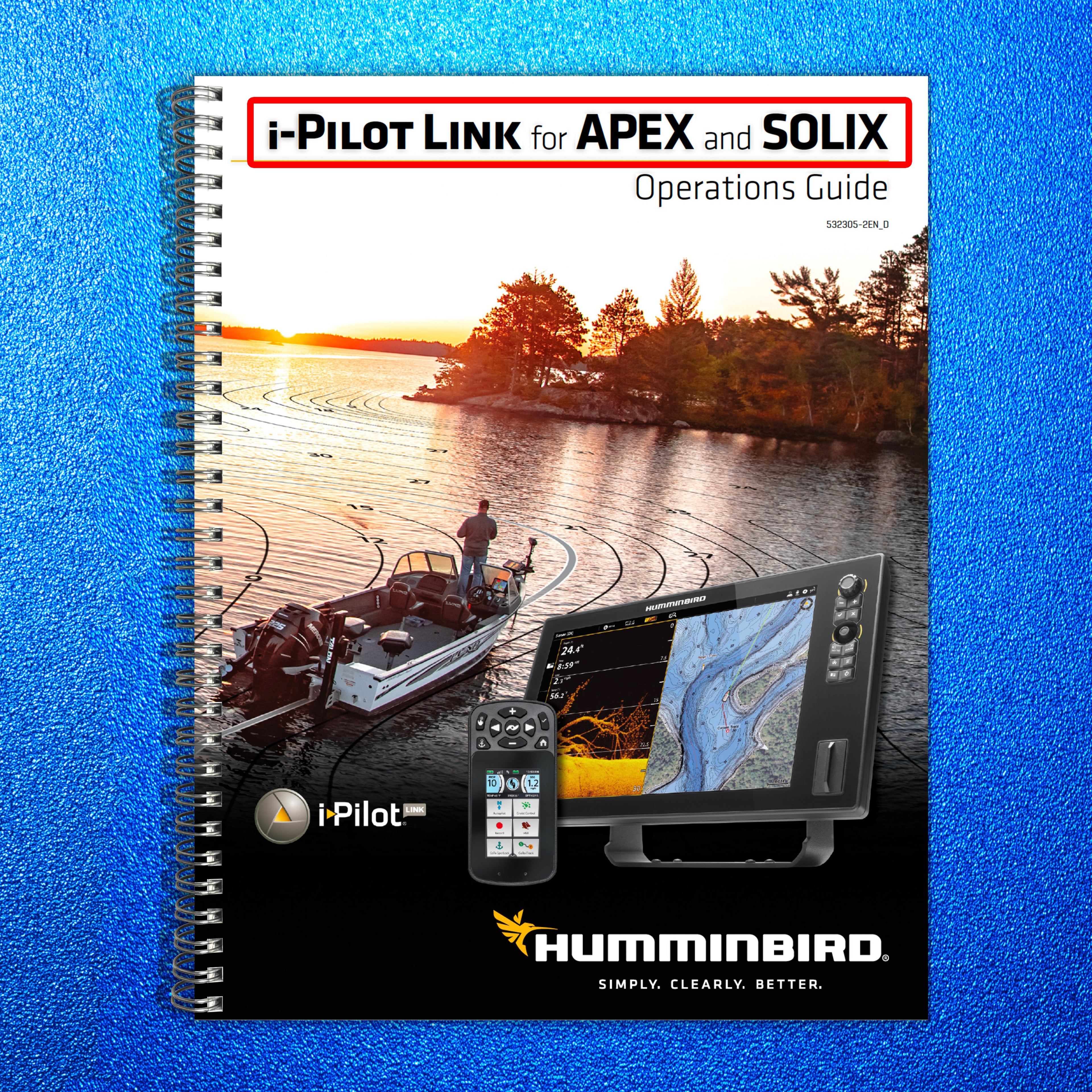 HUMMINBIRD iPilot Link Manual for APEX & SOLIX - WIRE BOUND - PROTECTIVE COVERS