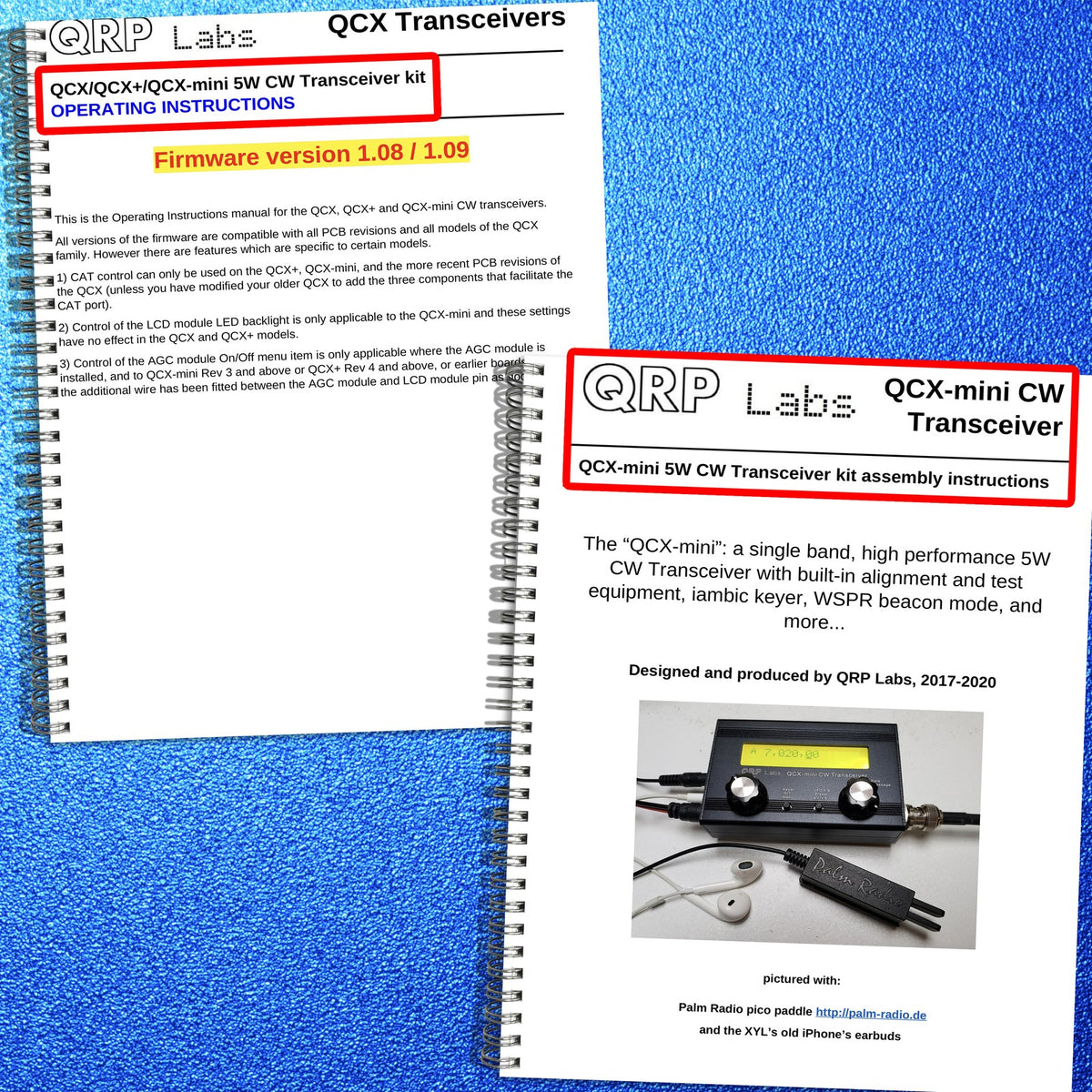 QRP LABS QCX QCX-Mini Assembly & Operators Manual BUNDLE - WIRE BOUND - COVERS