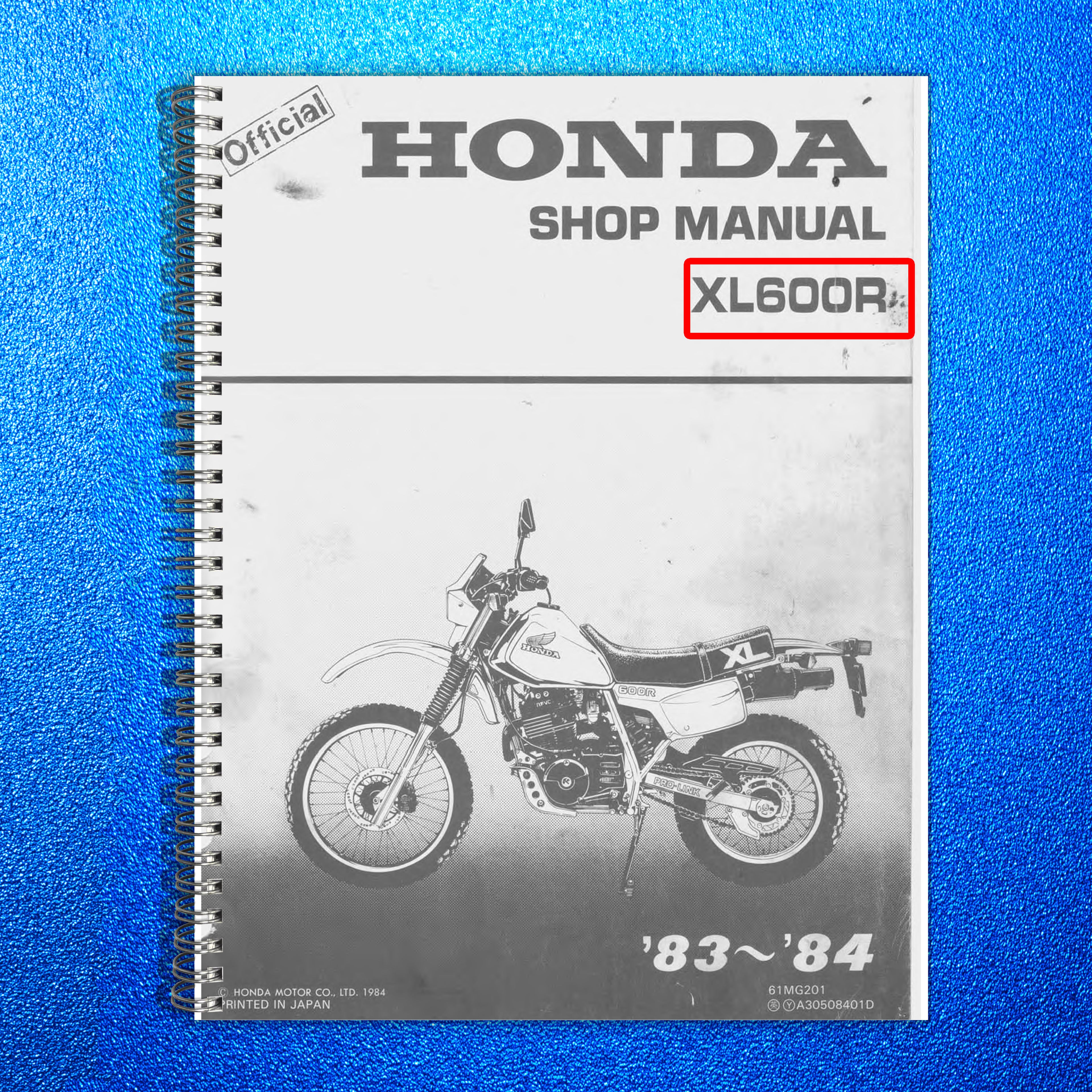 HONDA XL600R Motorcycle Workshop Manual 1983-1984 - WIRE BOUND - TOUGH COVERS