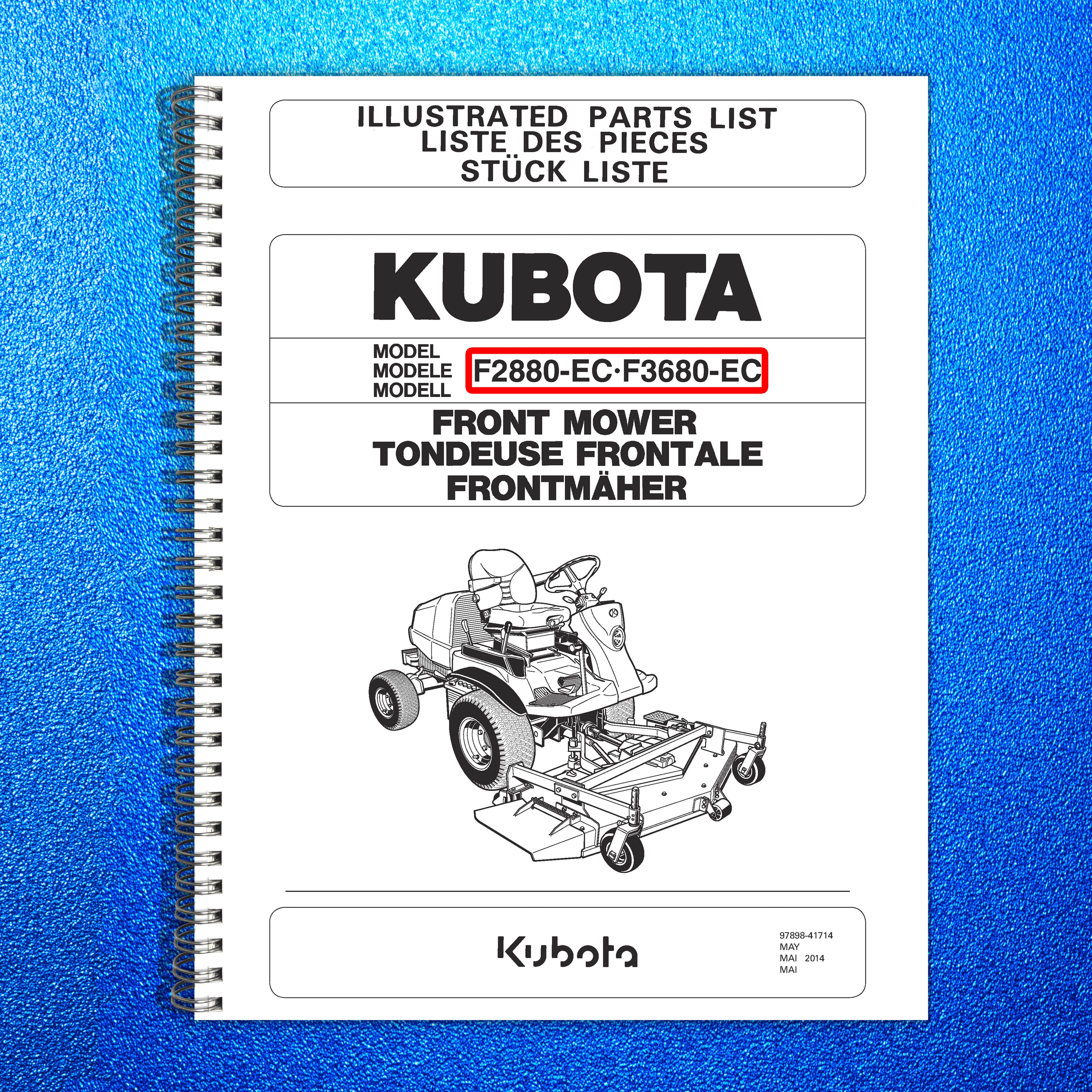 KUBOTA F2880-EC F3680-EC Illustrated Parts List Manual 2014 - WIRE BOUND