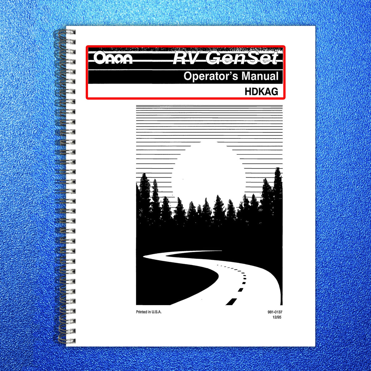 ONAN HDKAG RV Generator Operators Manual 1995 - STEEL WIRE BOUND - TOUGH COVERS