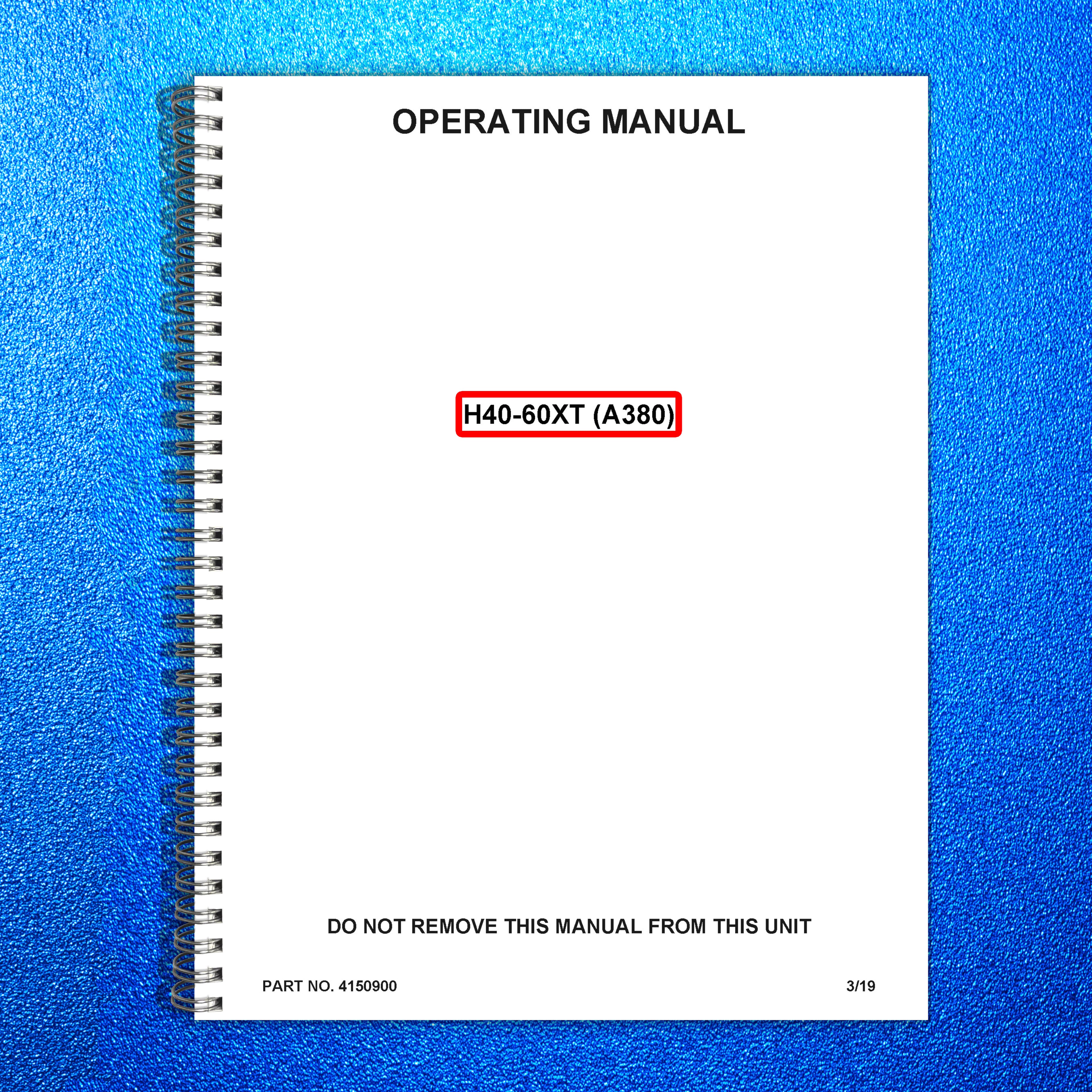 HYSTER H40-60XT A380 Warehouse Forklift Operating Manual 2019 - WIRE BOUND