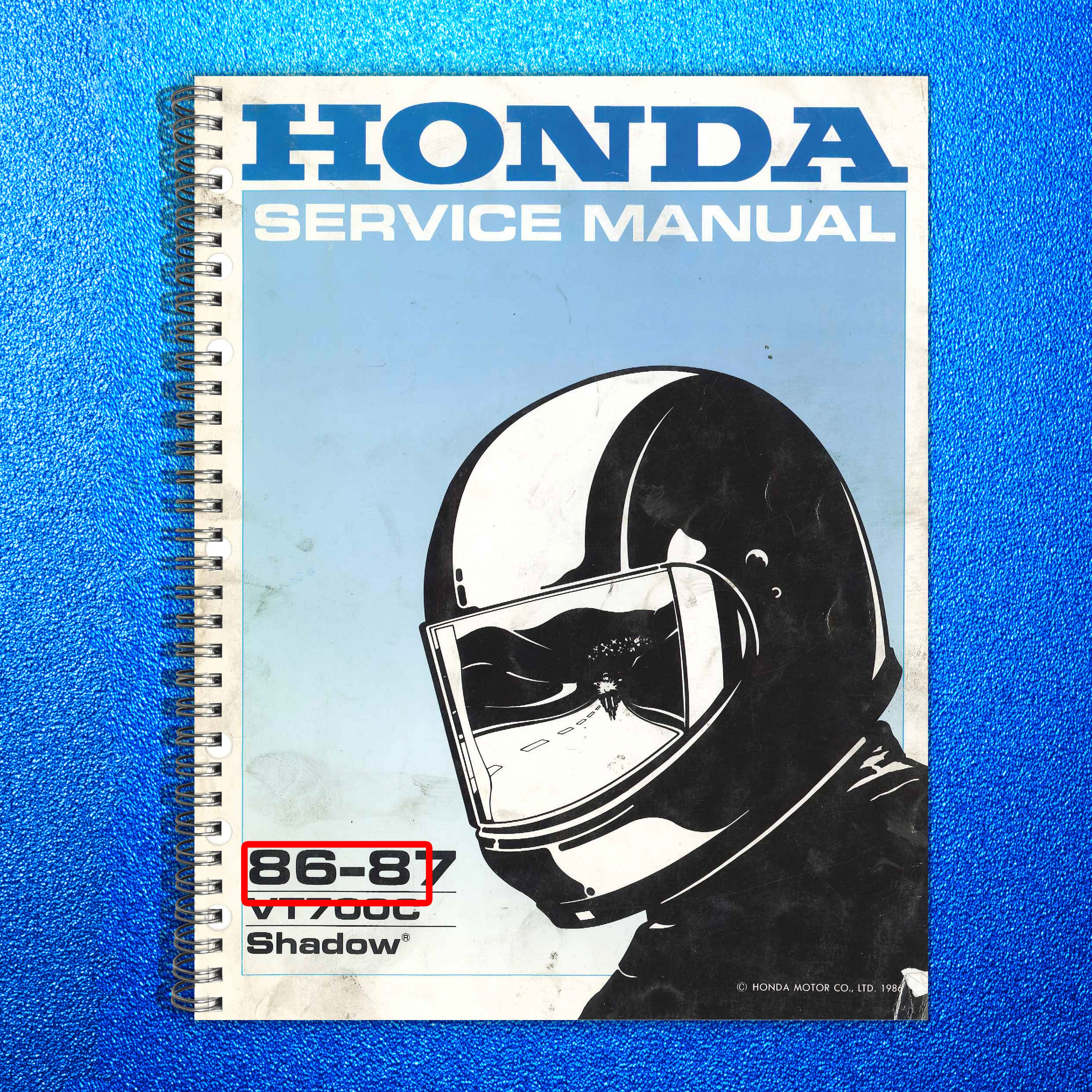 HONDA VT700C Shadow 1986-1987 Service Manual - BOUND - COVERS - XL FOLDOUT PAGES
