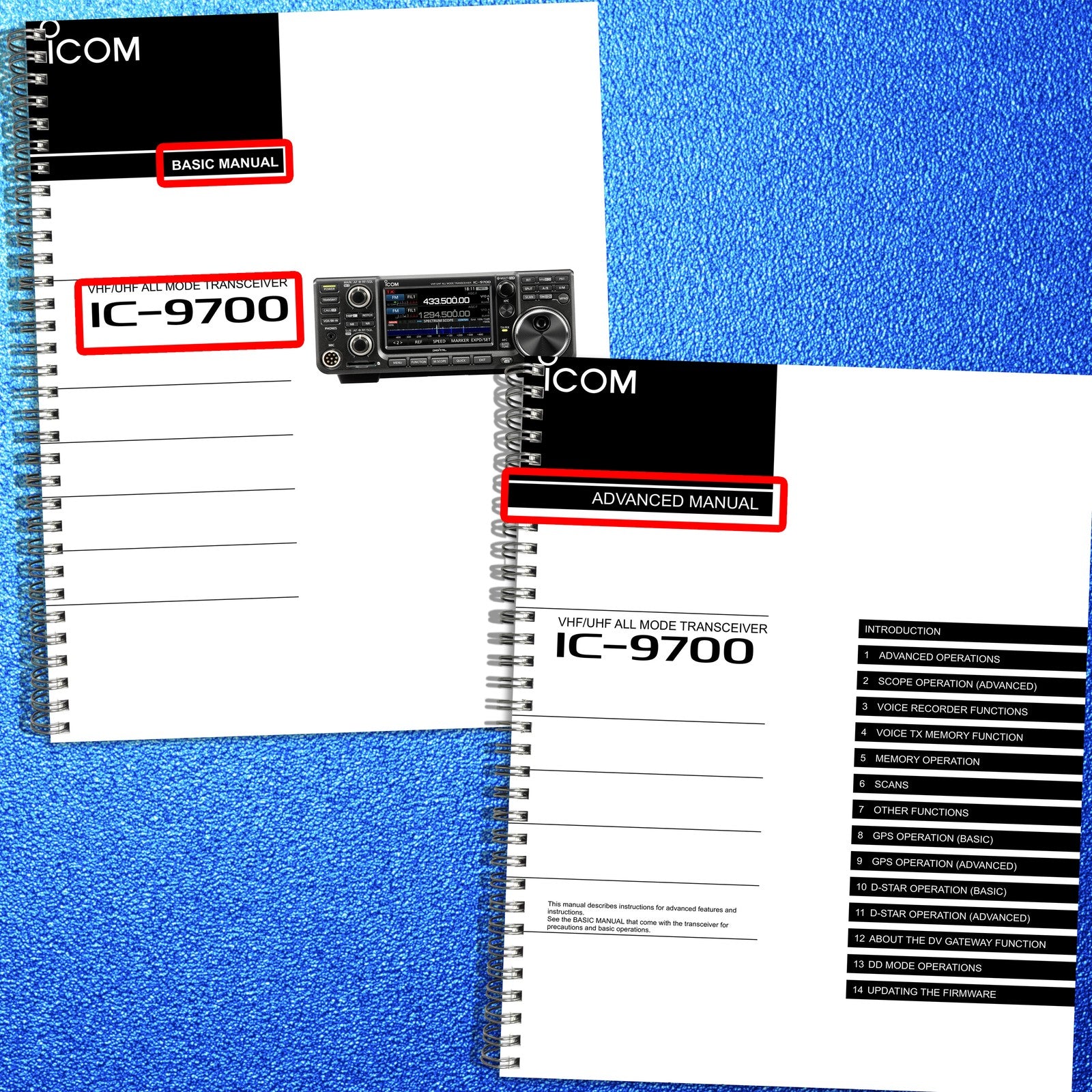 ICOM IC-9700 Operators & Advanced Manual BUNDLE - WIRE BOUND - TOUGH COVERS