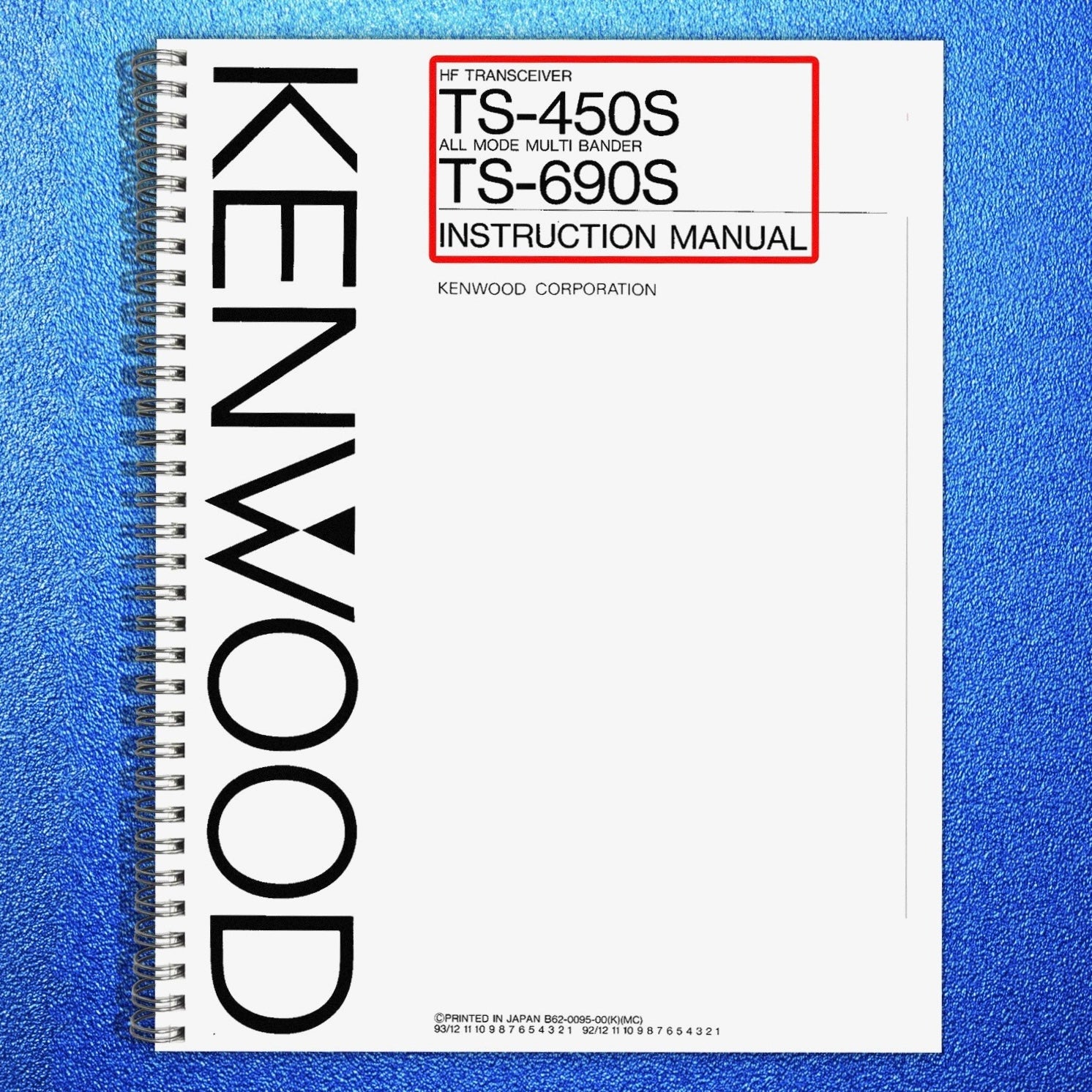 KENWOOD TS-450S TS-690S User Instruction Manual - WIRE BOUND - TOUGH COVERS