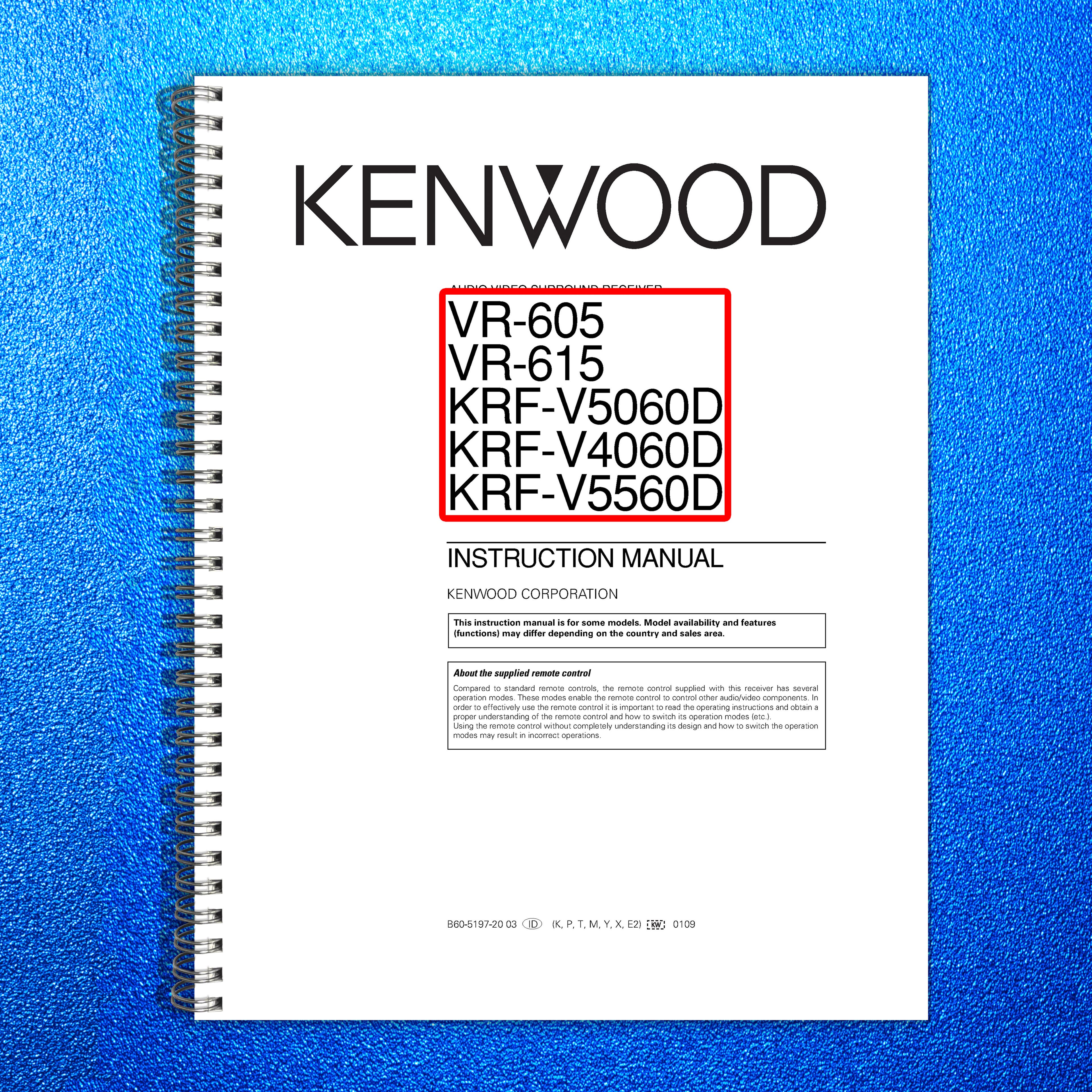 KENWOOD VR-605 VR-615 KRF-V5060D KRF-V4060D KRF-V5560D Instruction Manual