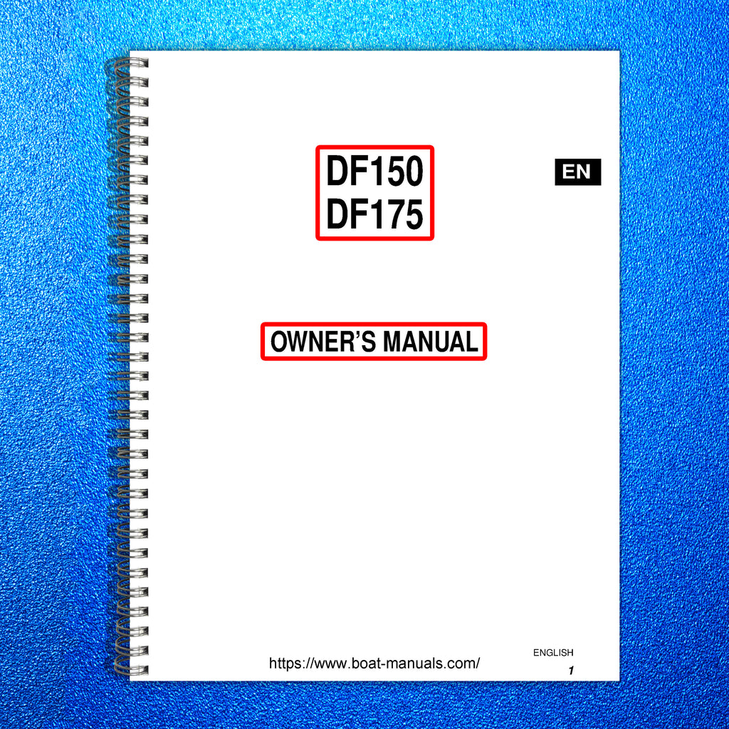 SUZUKI Outboard DF150 DF175 Owners Manual - STEEL WIRE BOUND - PROTECTIVE COVERS