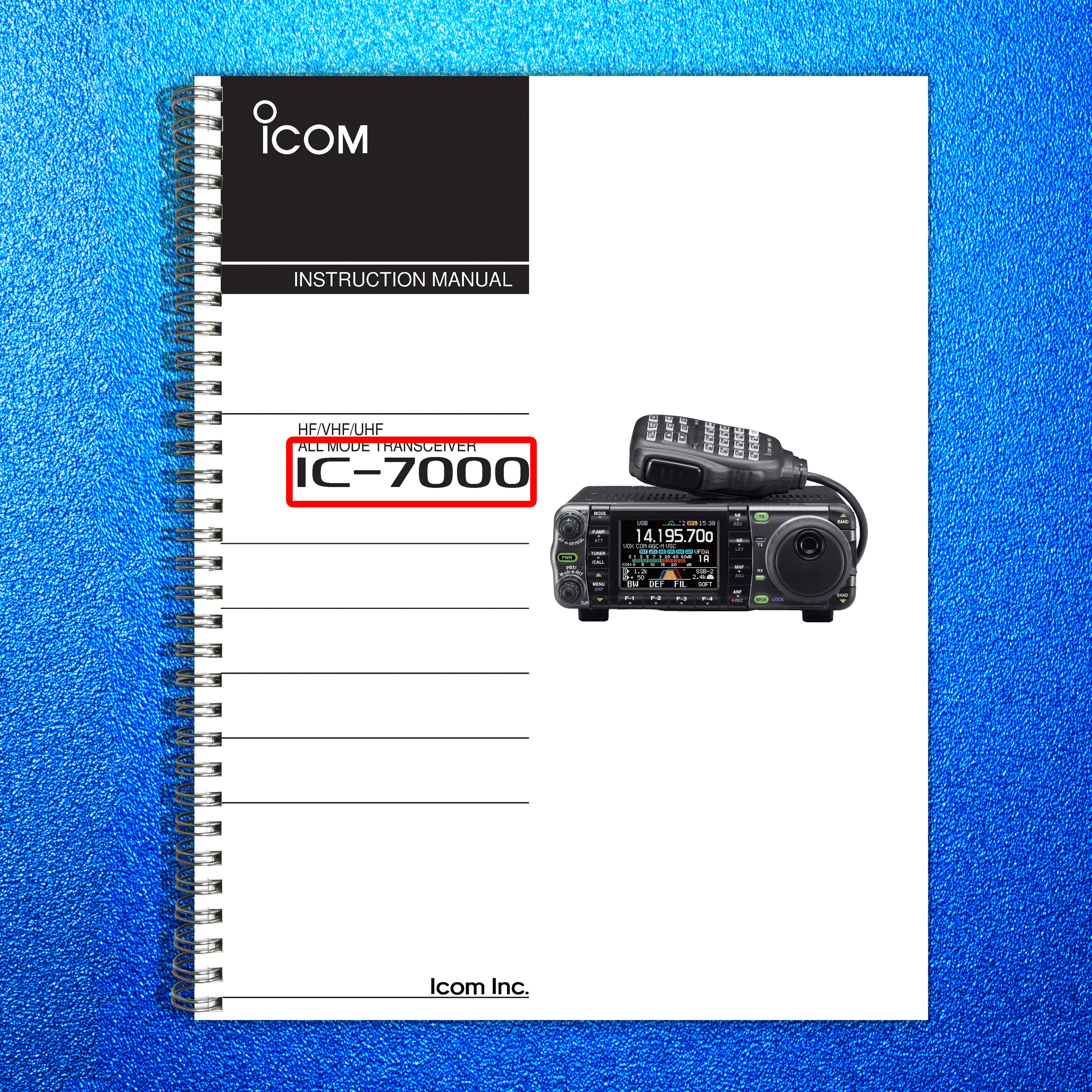 ICOM IC-7000 HF VHF UHF Transceiver Instruction Manual - WIRE BOUND - COVERS