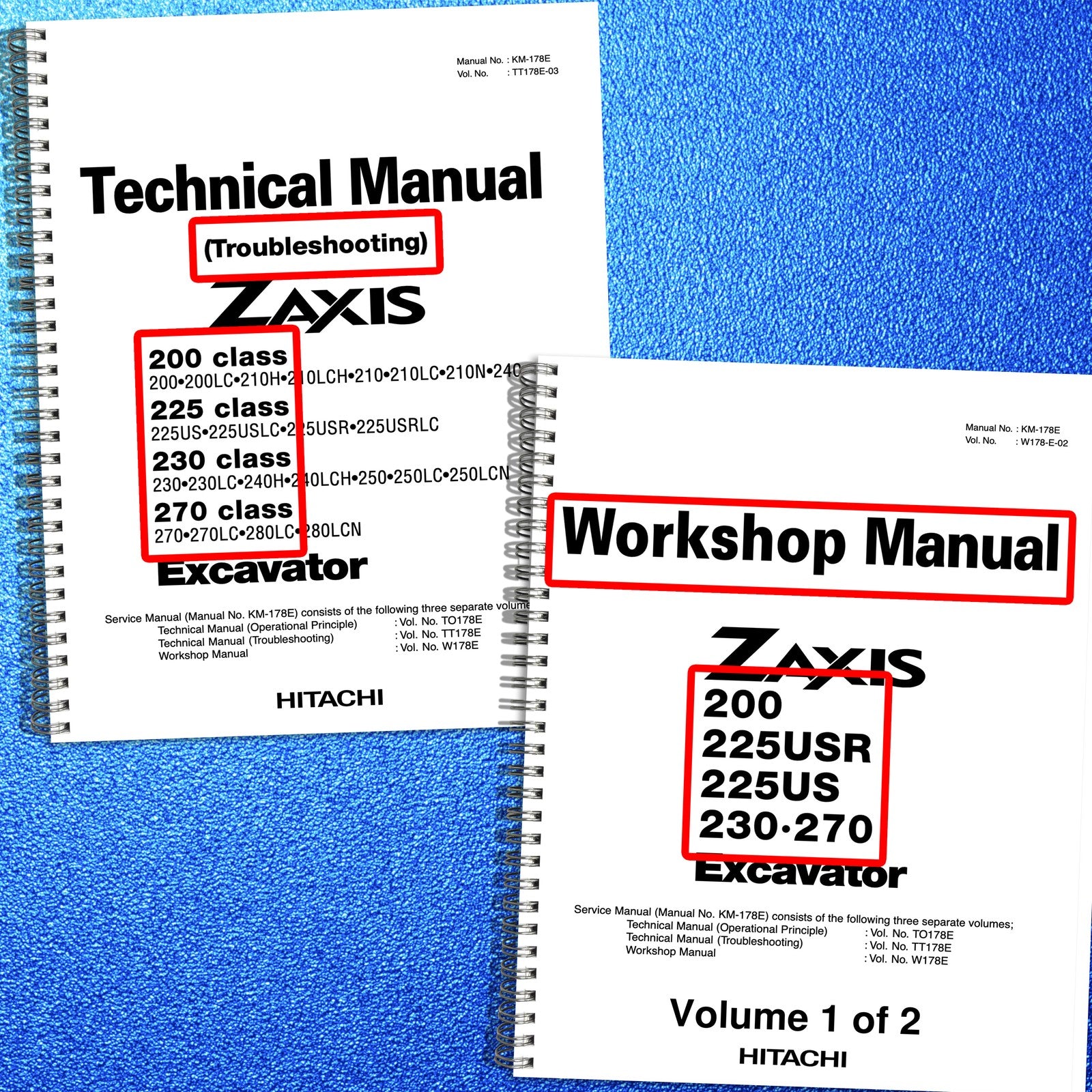 HITACHI ZAXIS 200 225 225US 225USR 230 270 Workshop & Technical Manual BUNDLE
