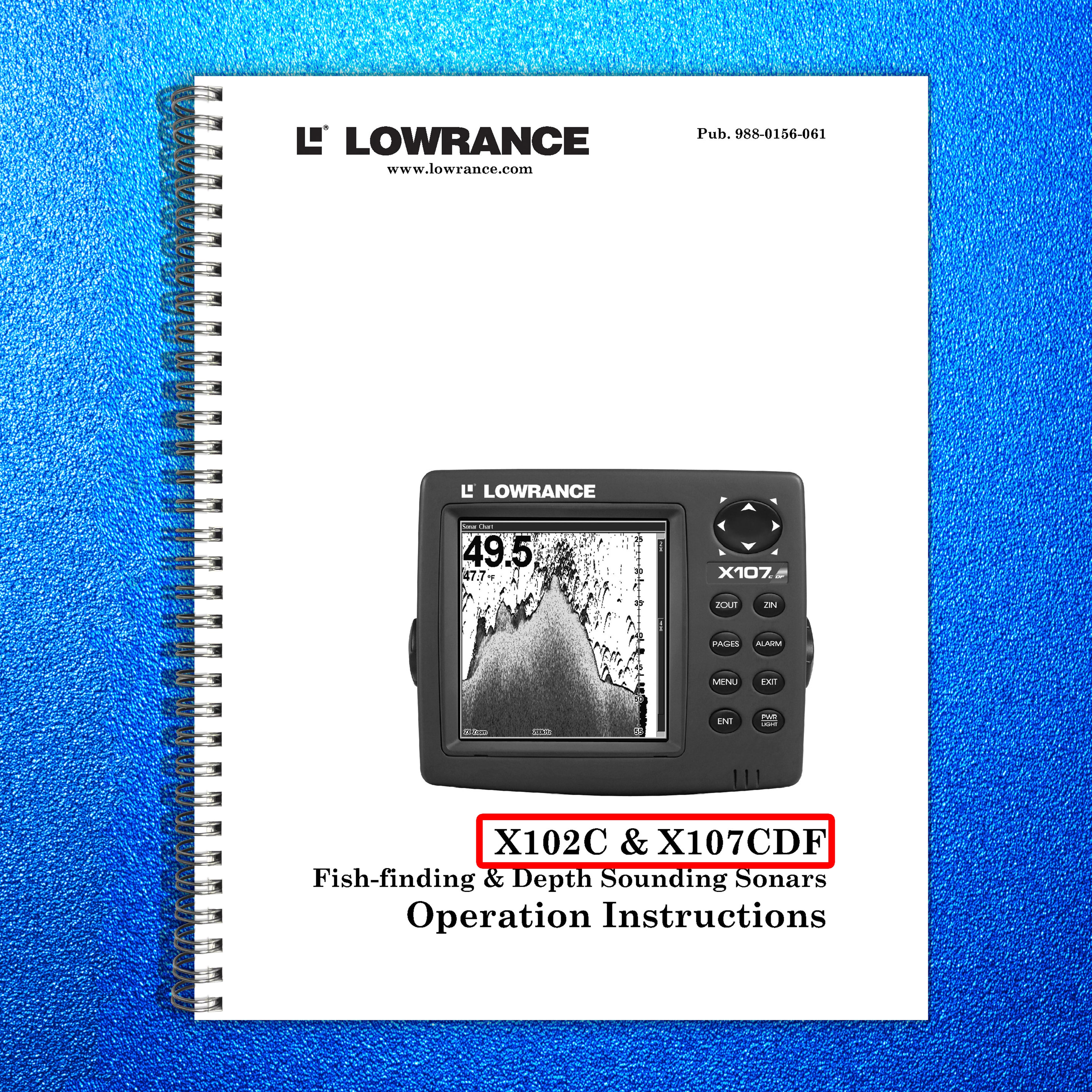 LOWRANCE X102C X107CDF Fish Finder Sonar Operation Instructions Manual 2004