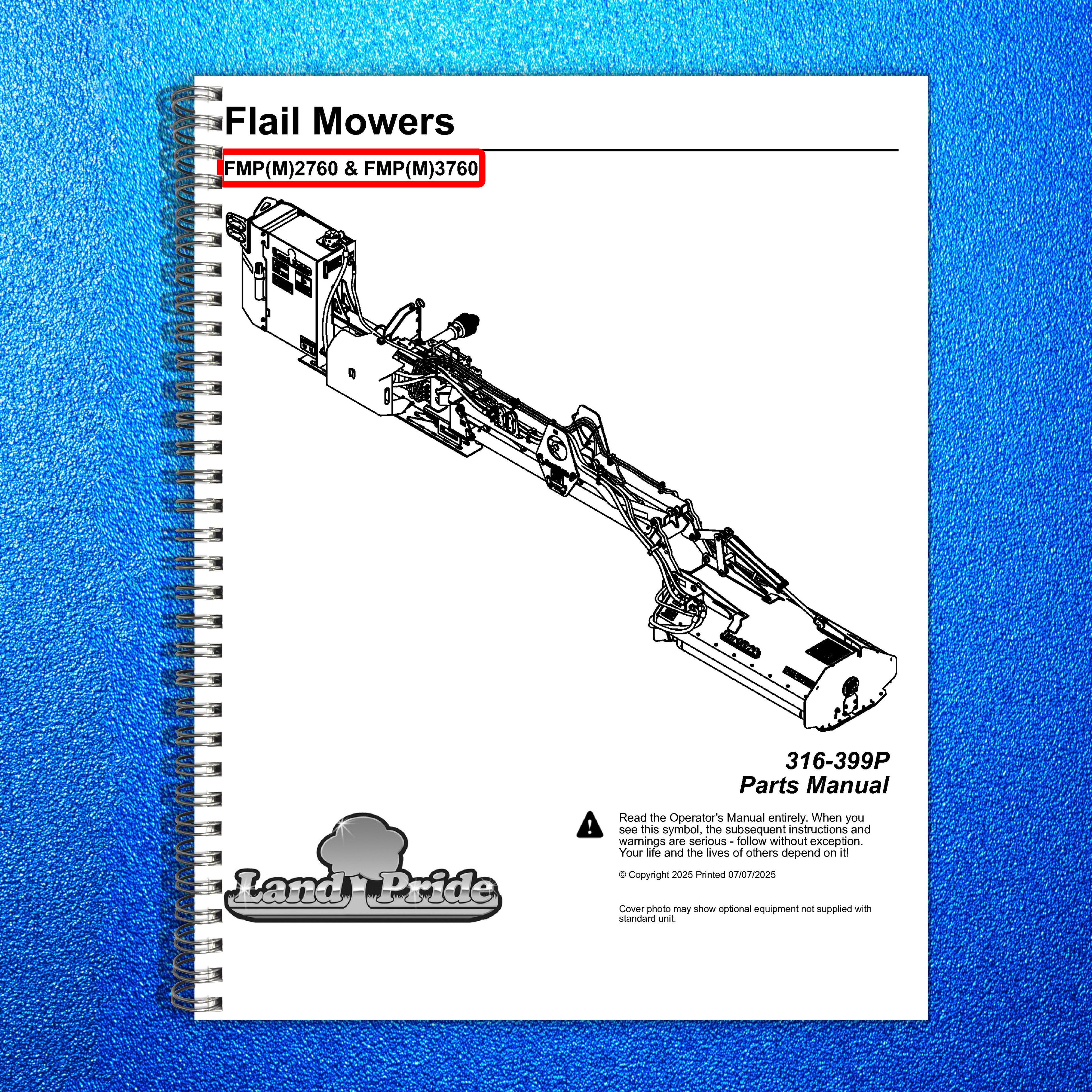 LAND PRIDE FMP27 FMP37 Series Flail Mowers Parts Manual 2025 - WIRE BOUND