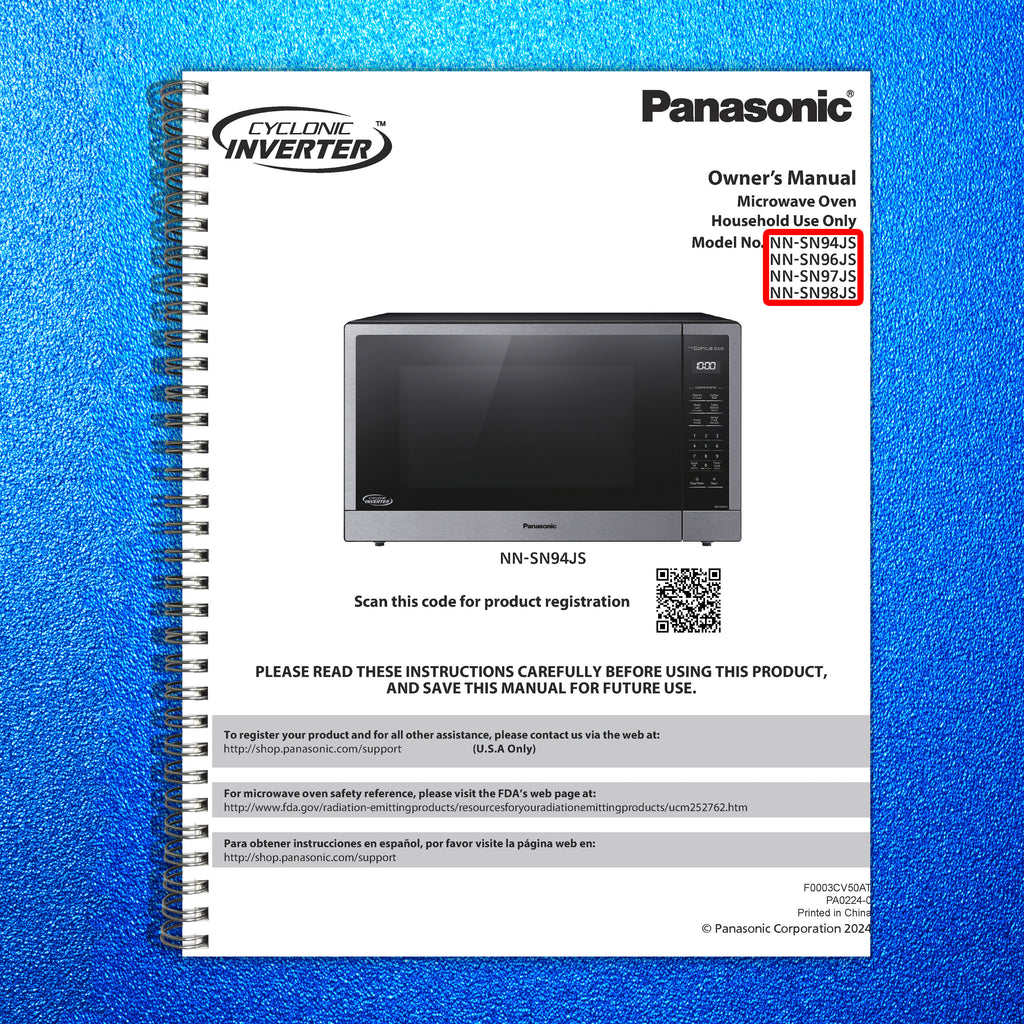 PANASONIC NN-SN94JS NNSN96JS NNSN97JS NNSN98JS Microwave User Manual WIRE BOUND