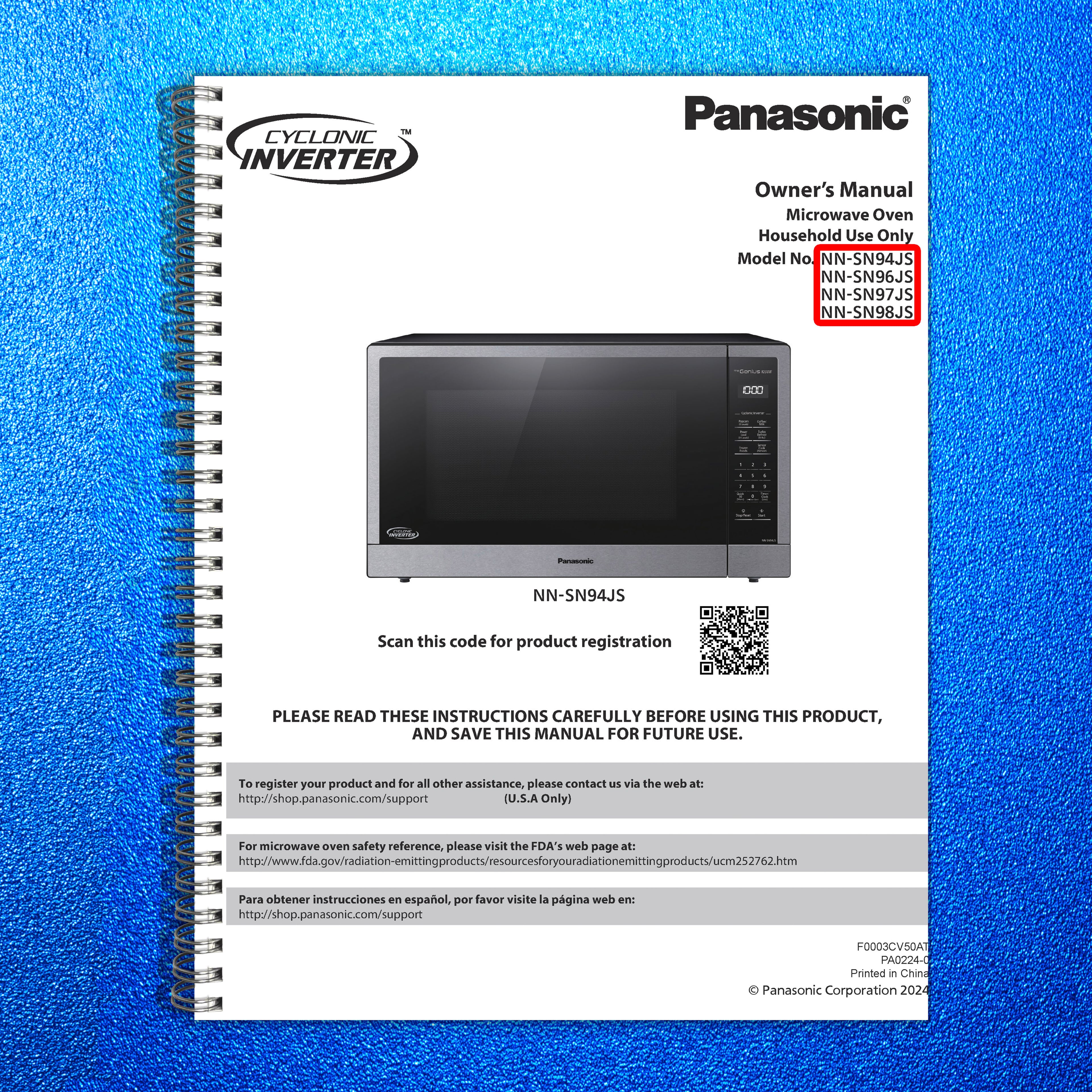 PANASONIC NN-SN94JS NNSN96JS NNSN97JS NNSN98JS Microwave User Manual WIRE BOUND